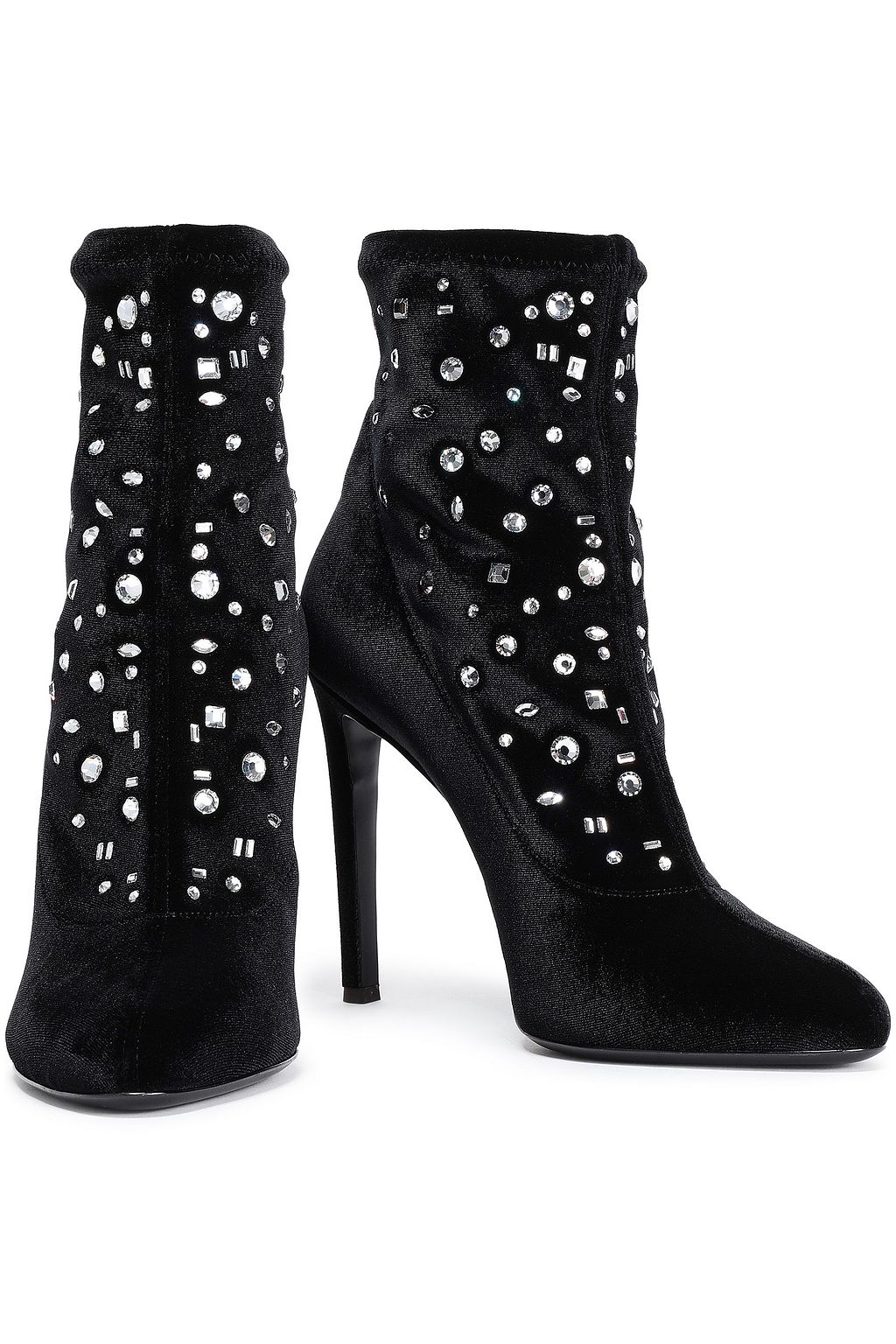 GIUSEPPE ZANOTTI Crystal-embellished velvet sock boots