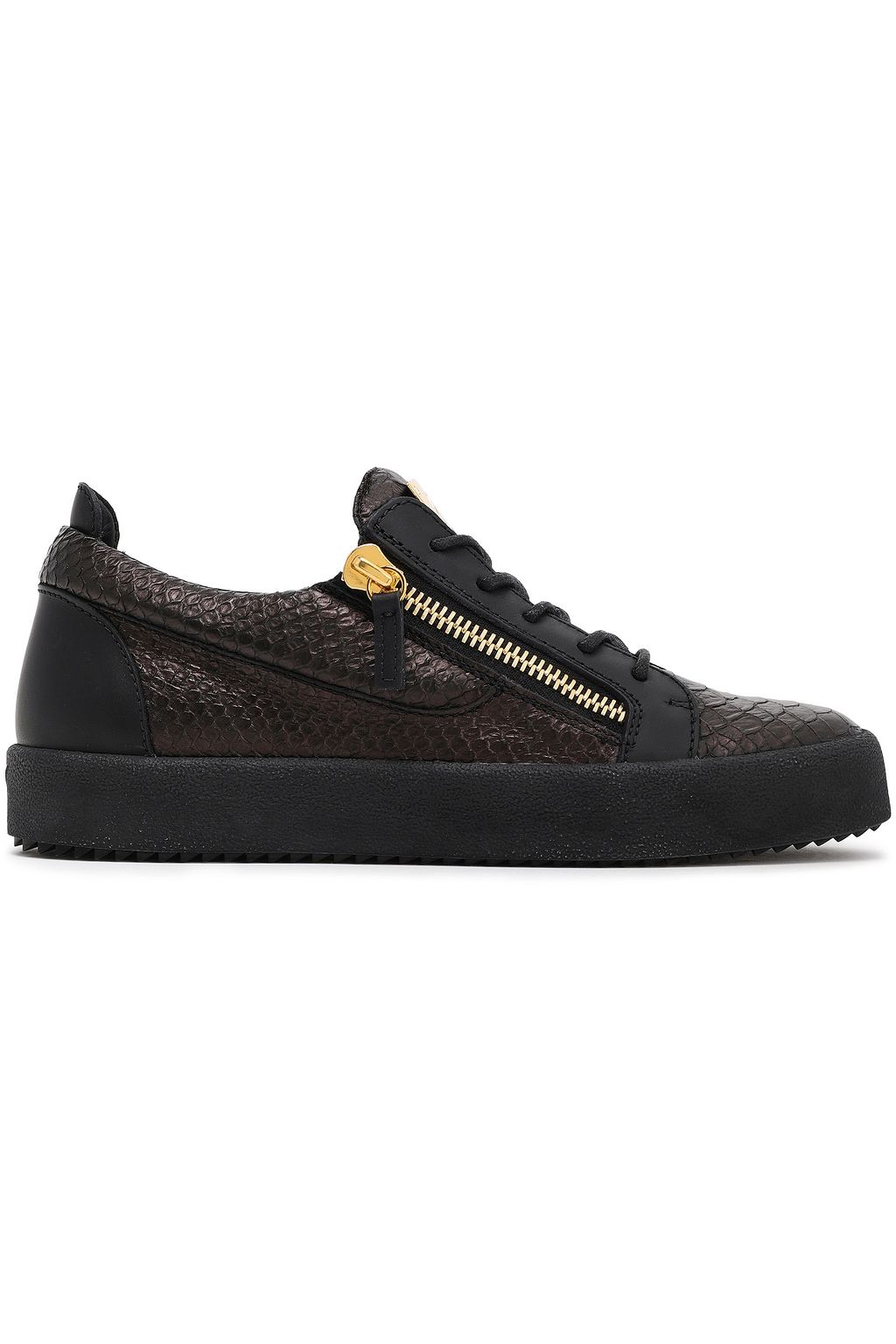 GIUSEPPE ZANOTTI Snake-effect leather sneakers | THE OUTNET