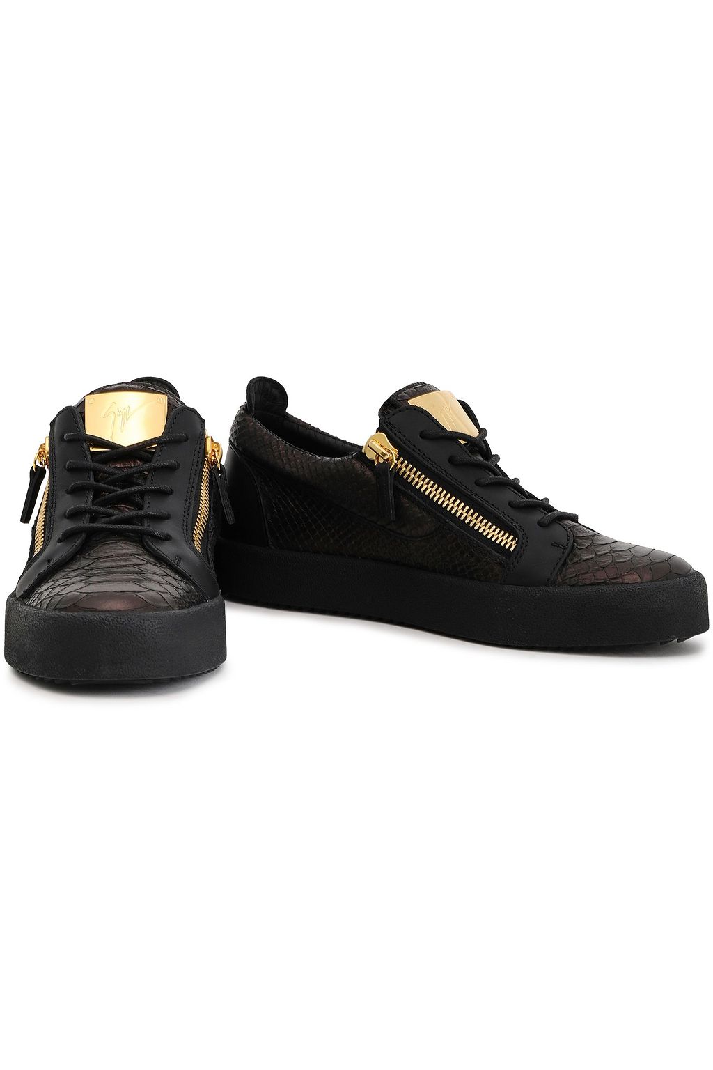 GIUSEPPE ZANOTTI Snake-effect leather sneakers