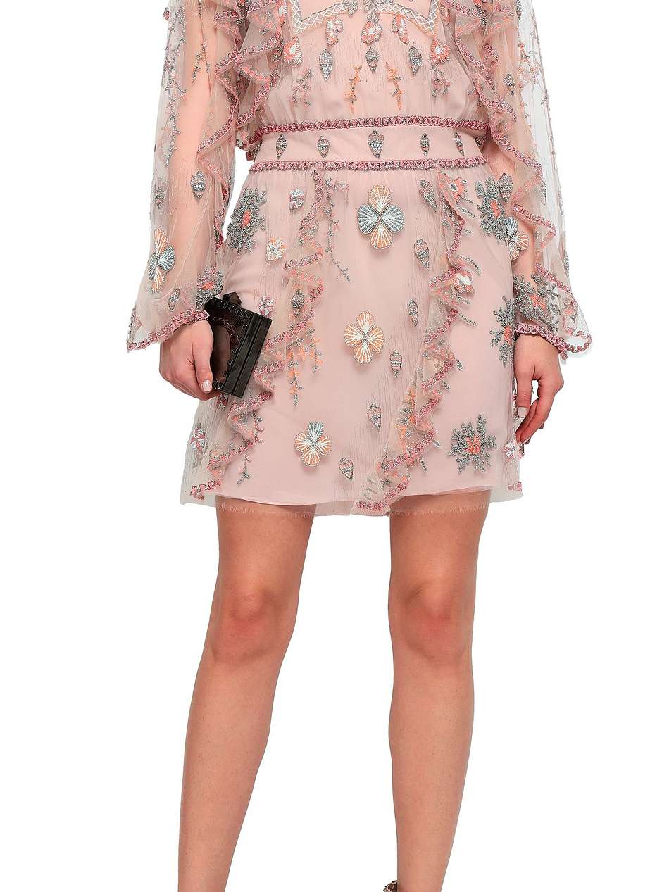 embellished ruffled tulle mini dress