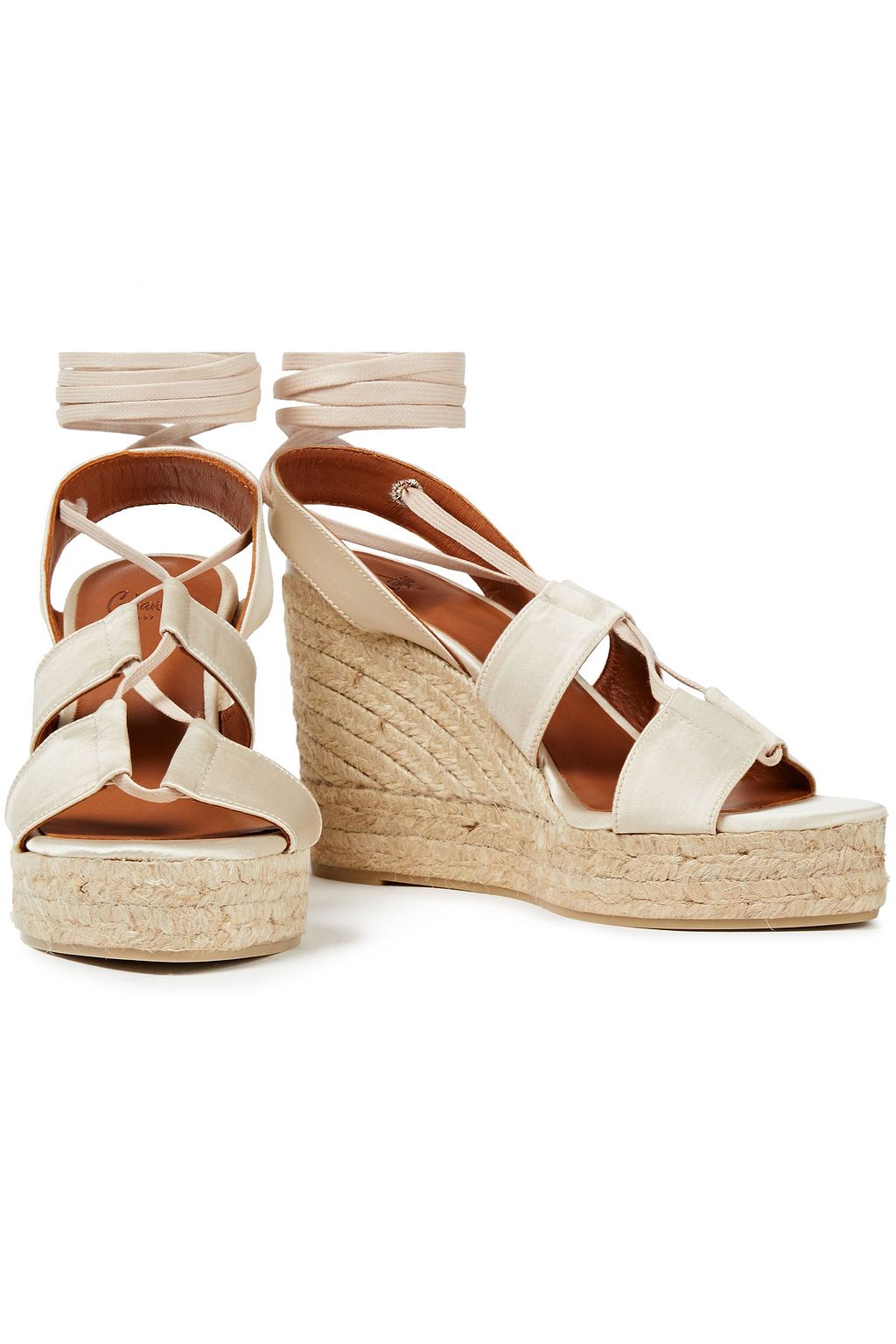 CASTAÑER Boris 80 lace-up satin espadrille wedge sandals