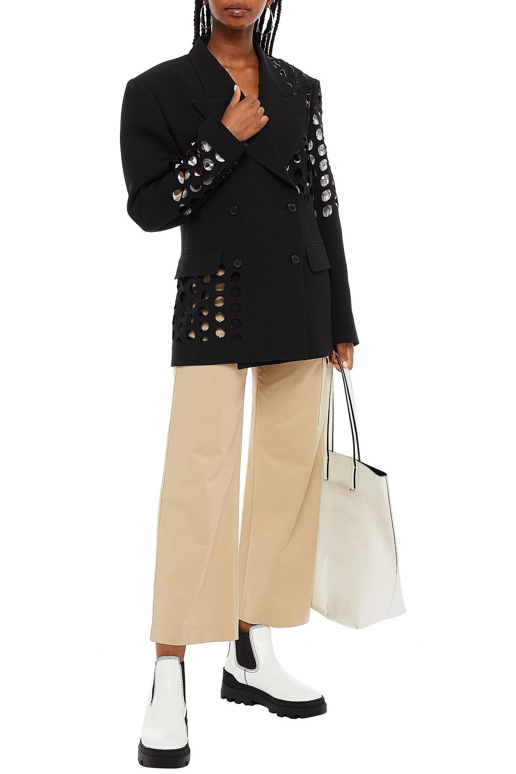 MAISON MARGIELA Doppelreihiger Blazer aus perforiertem Crêpe