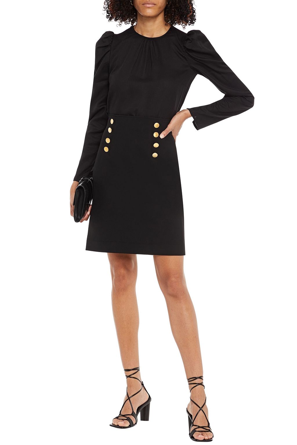 BYTIMO Button-embellished stretch-crepe mini skirt