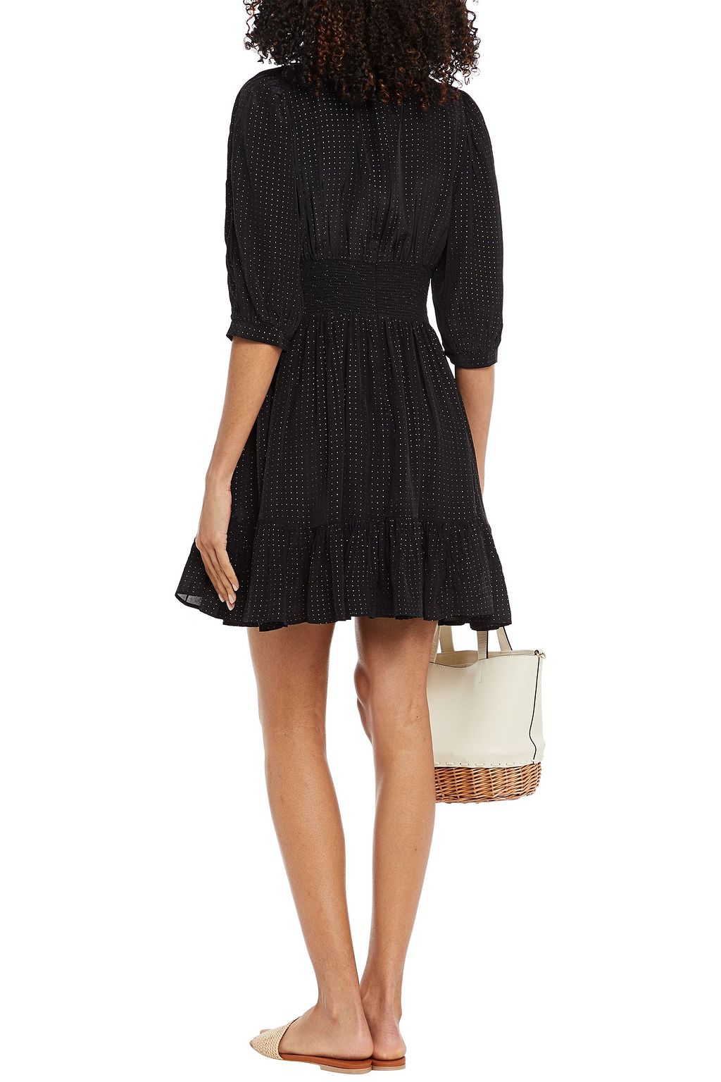 BYTIMO Ruffled metallic crepe de chine mini dress