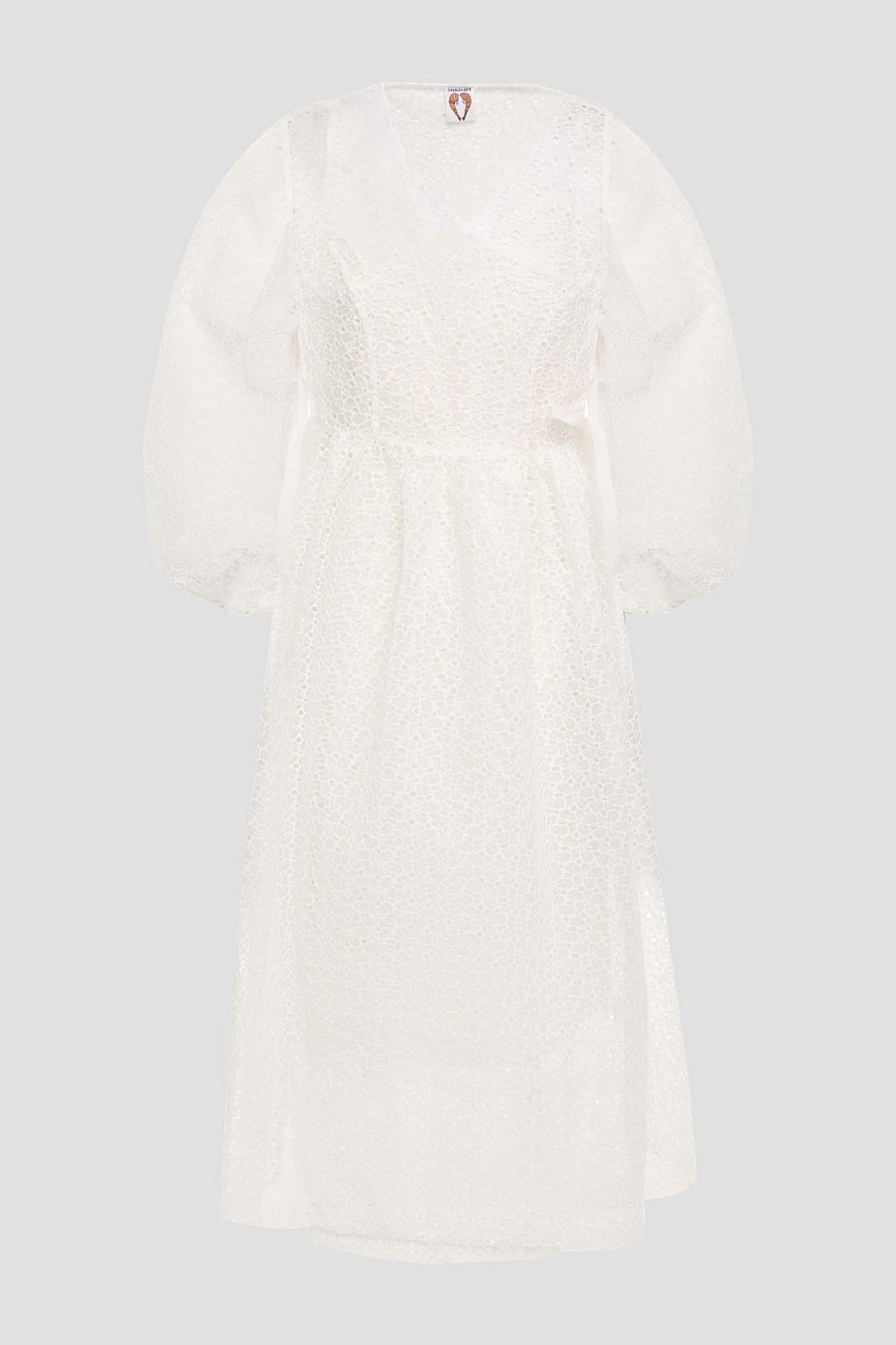 white embroidered wrap dress