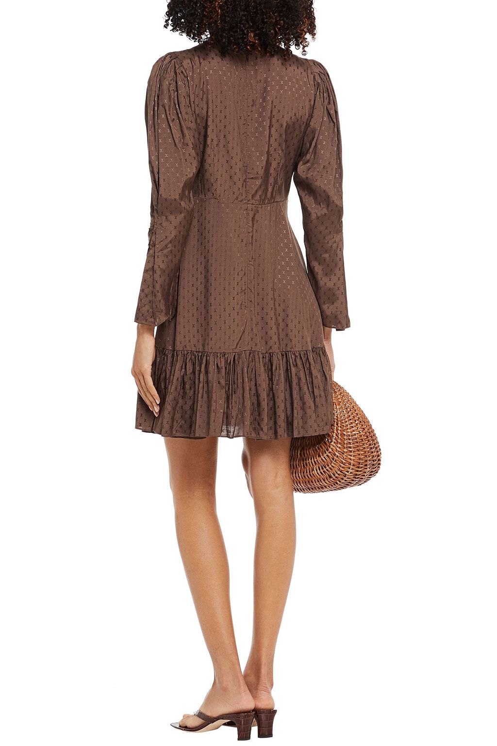 BYTIMO Ruffled satin-jacquard mini dress