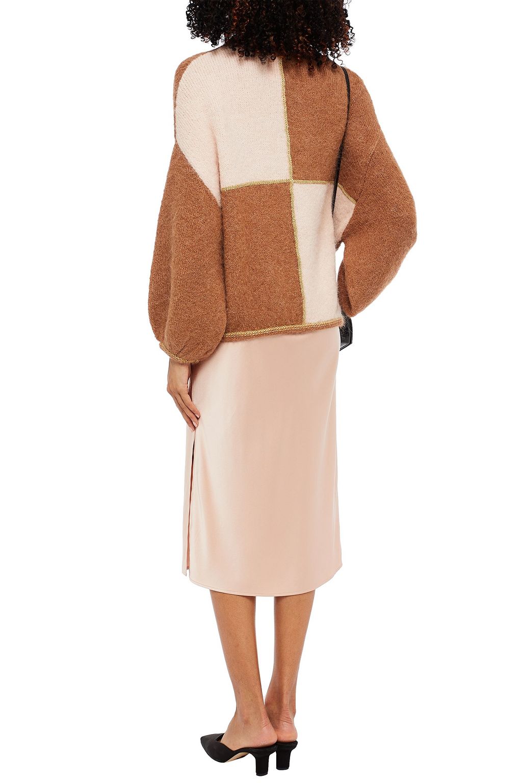 BYTIMO Metallic-trimmed two-tone alpaca-blend sweater