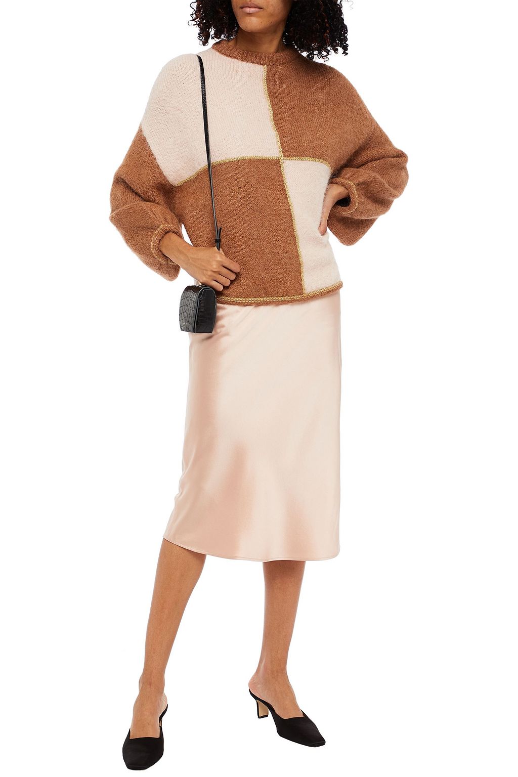 BYTIMO Metallic-trimmed two-tone alpaca-blend sweater