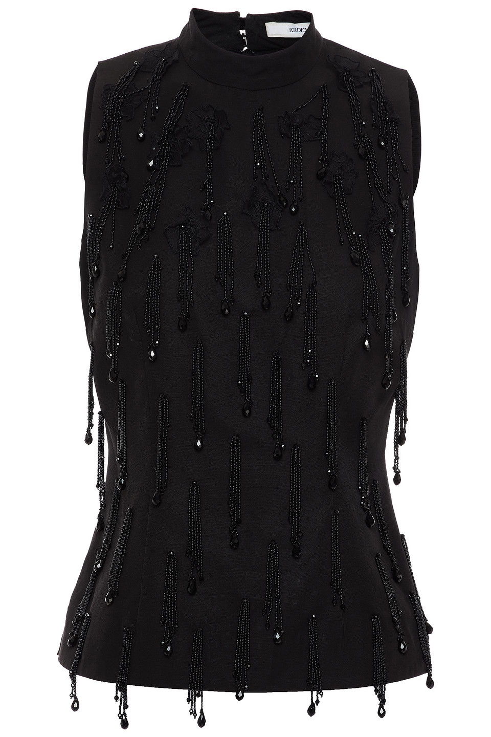 Erdem Woman Gemima Embellished Faille Top Black Size 12