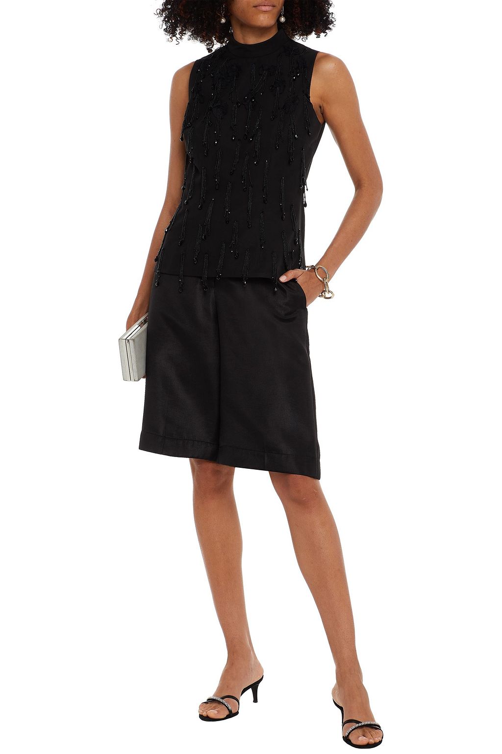 ERDEM Gemima embellished faille top