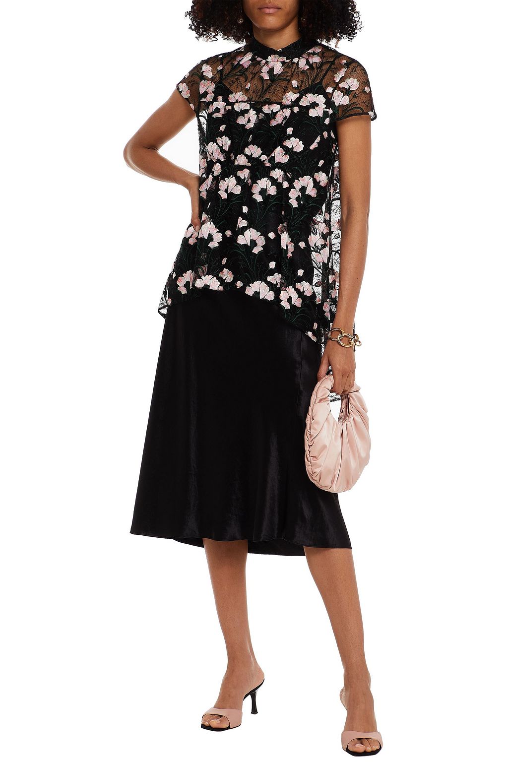 ERDEM Arlesa embroidered gathered lace top