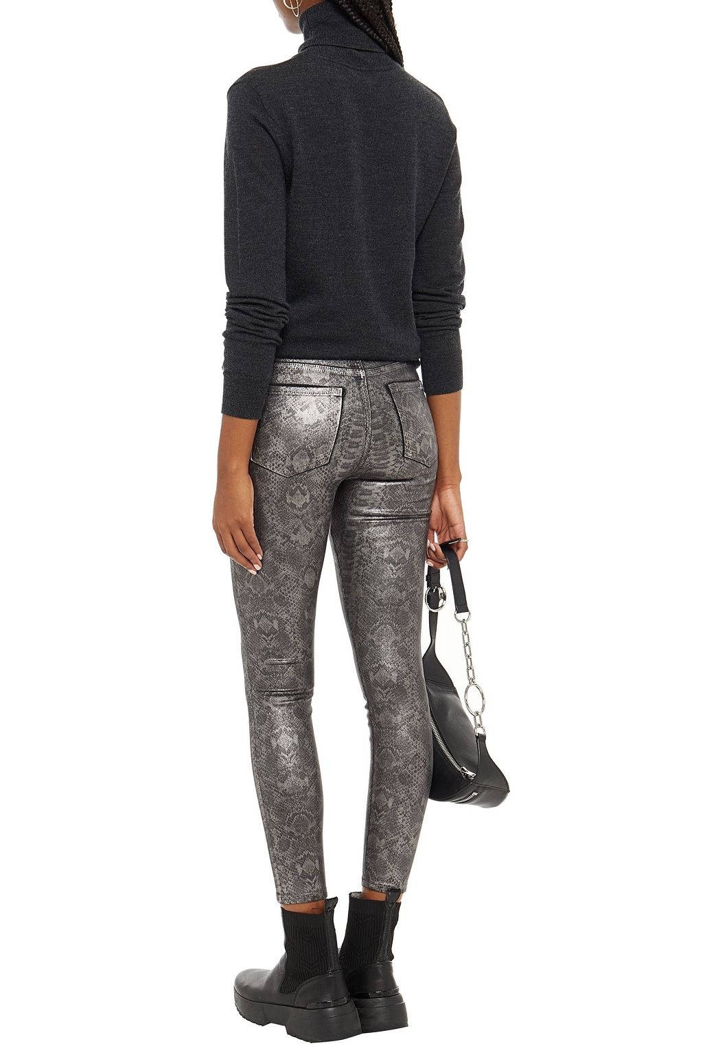 7 FOR ALL MANKIND Metallic snake-print skinny pants