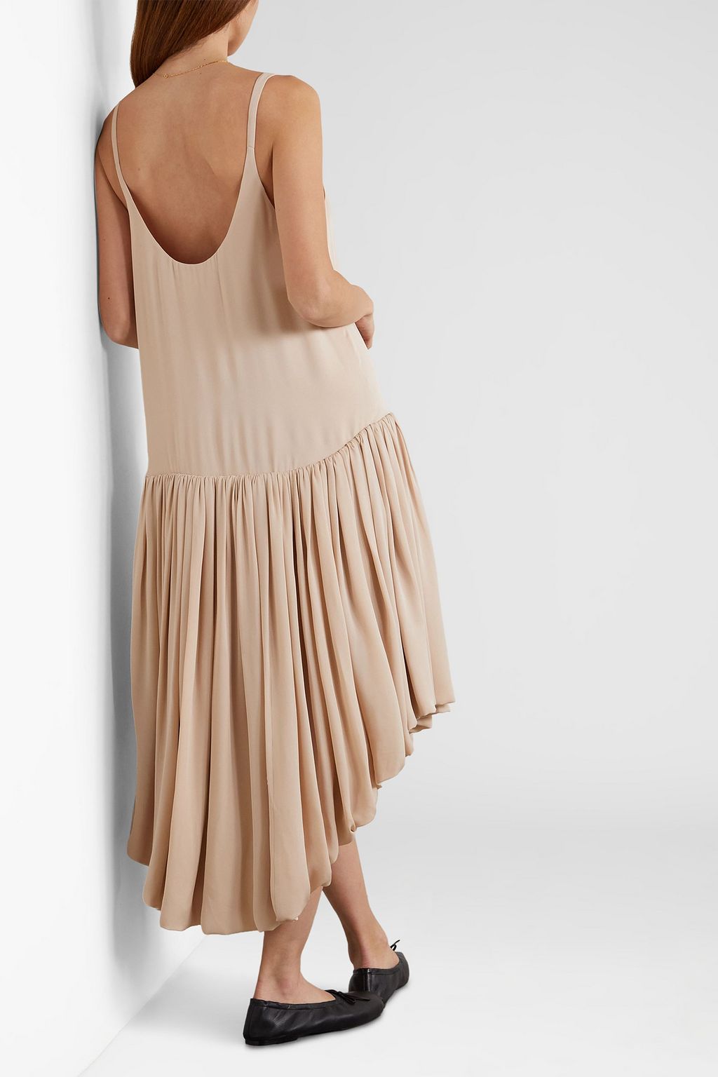 KHAITE Odette asymmetric silk crepe de chine dress