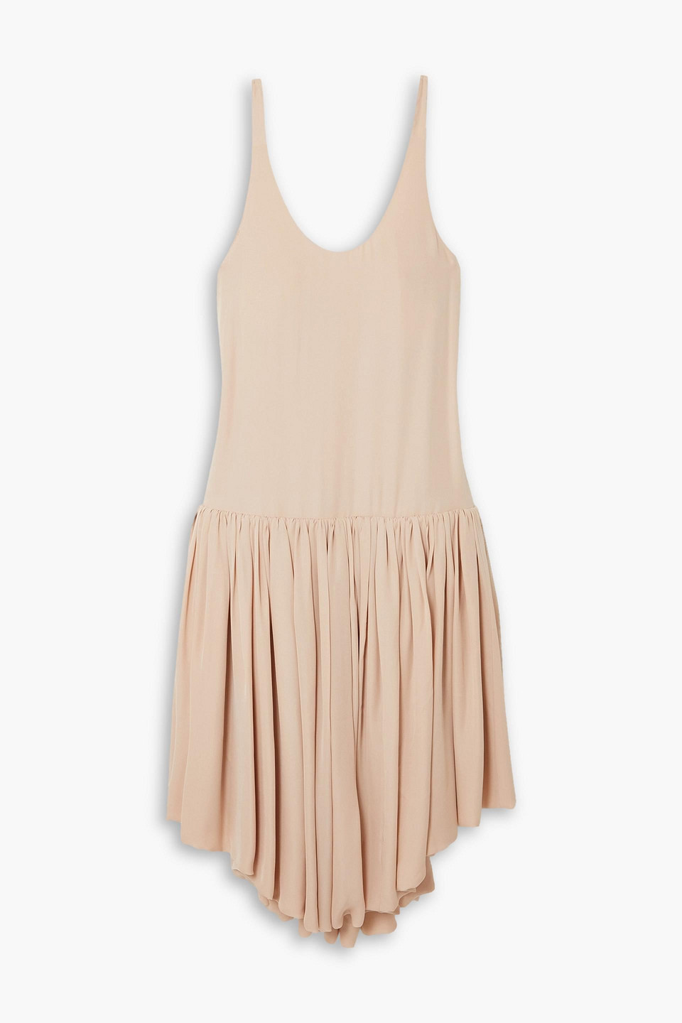 Khaite Odette Asymmetric Pleated Silk-georgette Dress In Blush | ModeSens