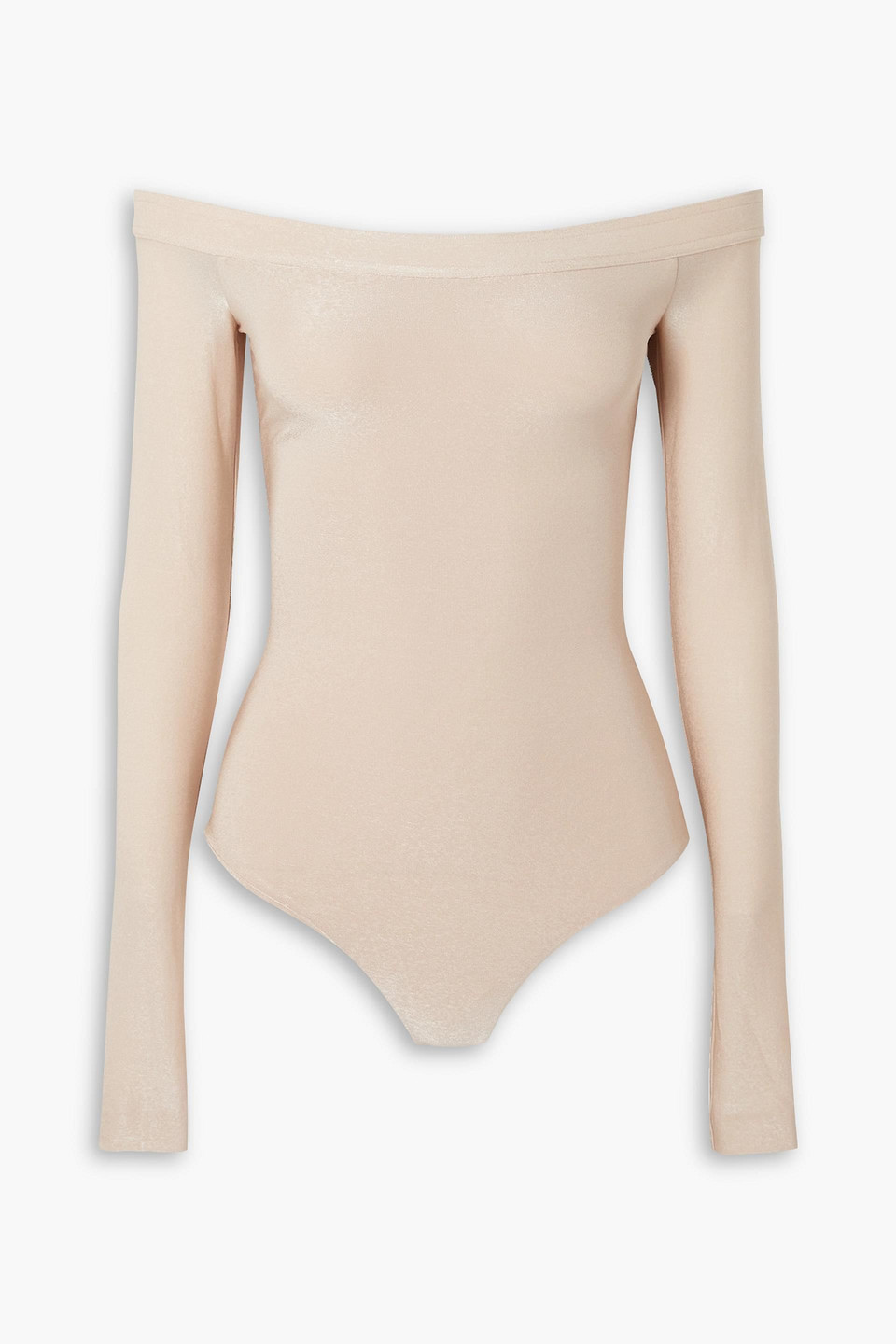 Khaite Devon Off-the-shoulder Open-back Jersey Bodysuit In Blush