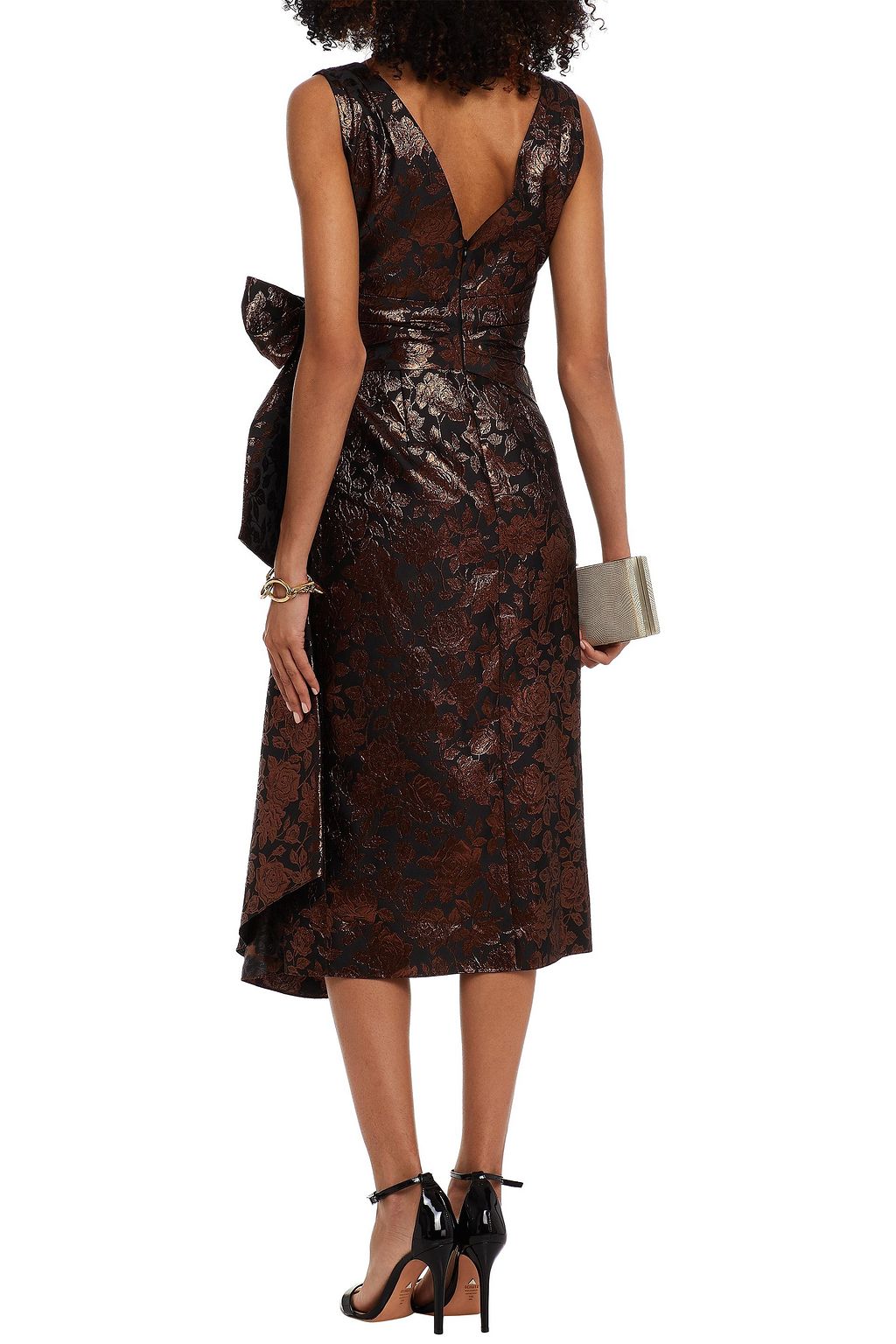 ERDEM Rosalie bow-detailed brocade midi dress