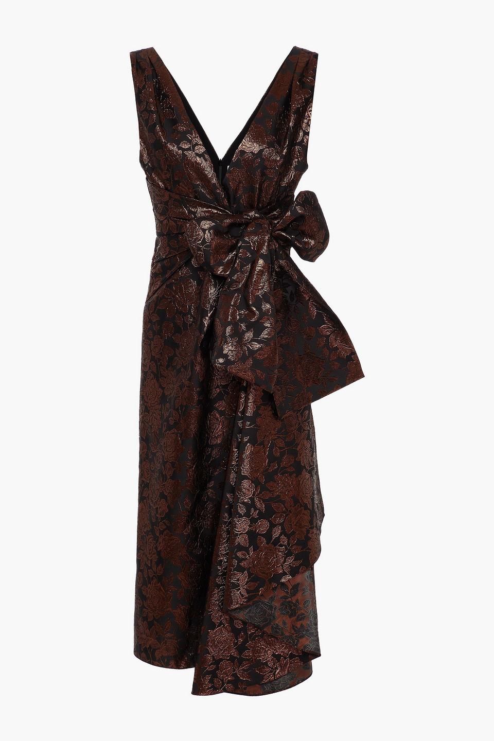 Erdem Woman Rosalie Bow-detailed Brocade Midi Dress Black Size 14