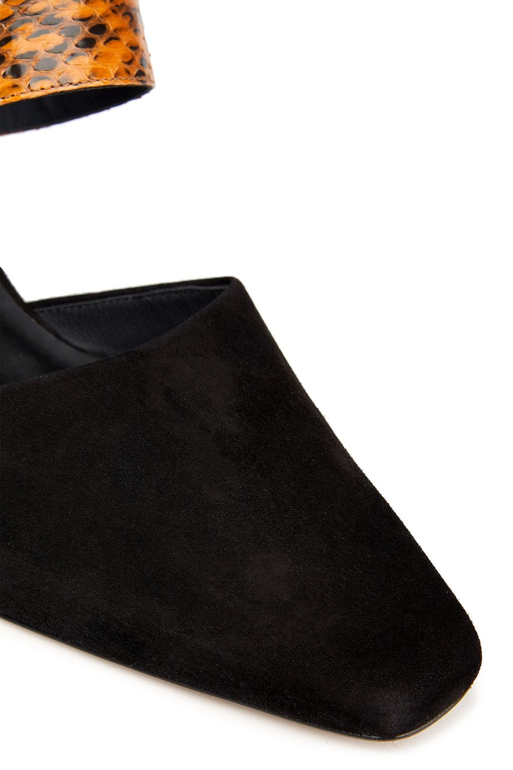 NEOUS Snake-effect leather and suede mules