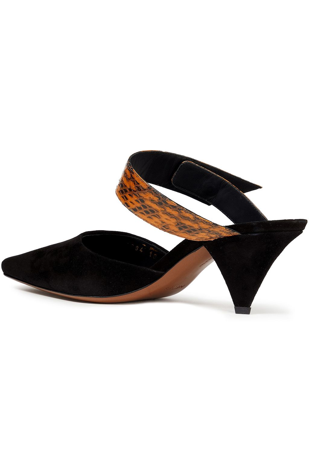 NEOUS Snake-effect leather and suede mules