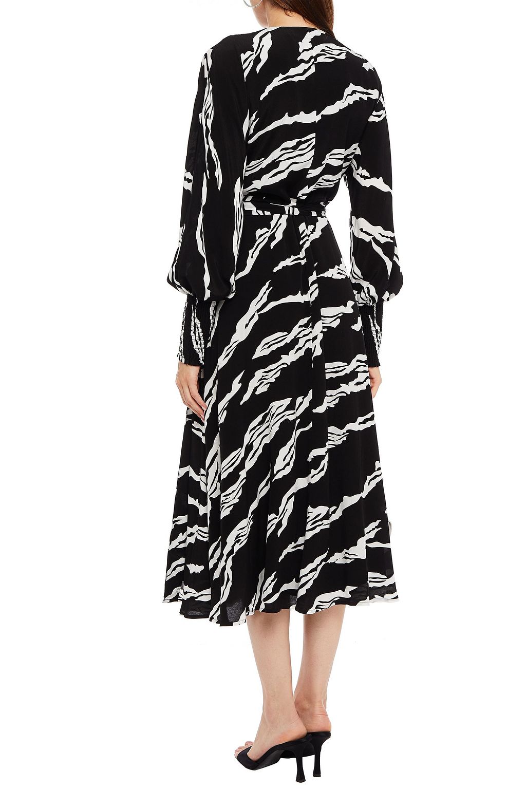 GESTUZ Printed crepe midi wrap dress