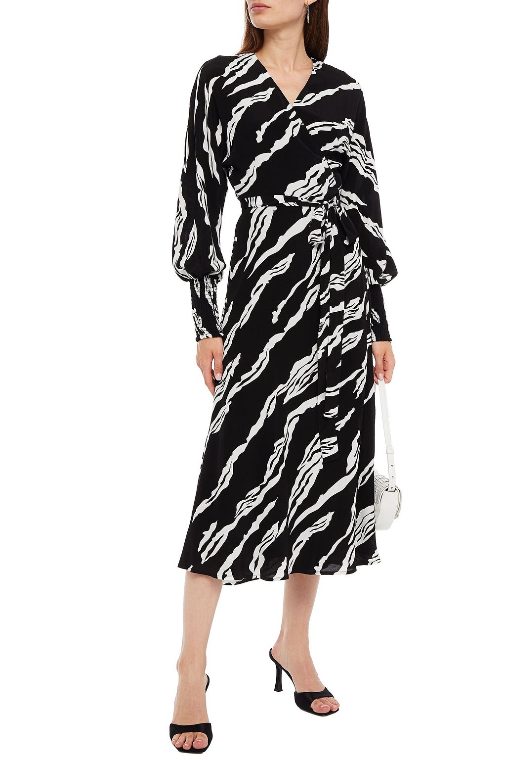 GESTUZ Printed crepe midi wrap dress