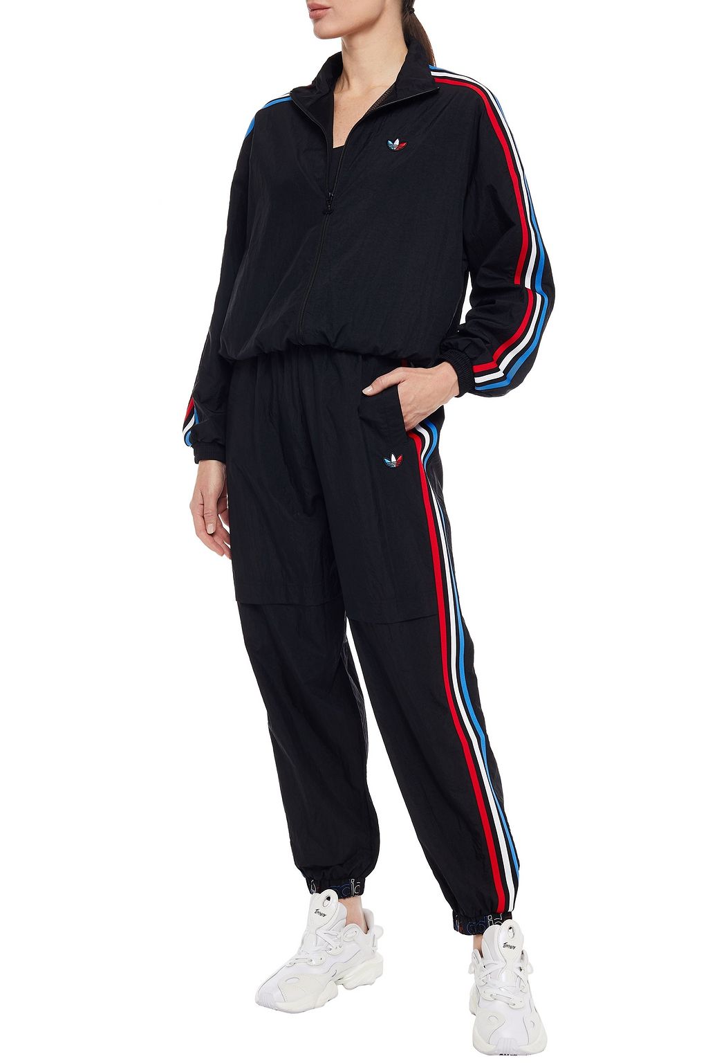 ADIDAS ORIGINALS Striped crinkled-shell track jacket