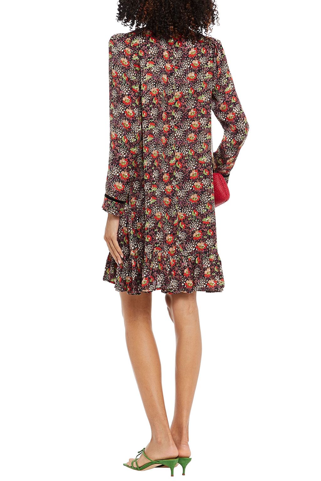 BYTIMO Velvet floral-print satin mini dress