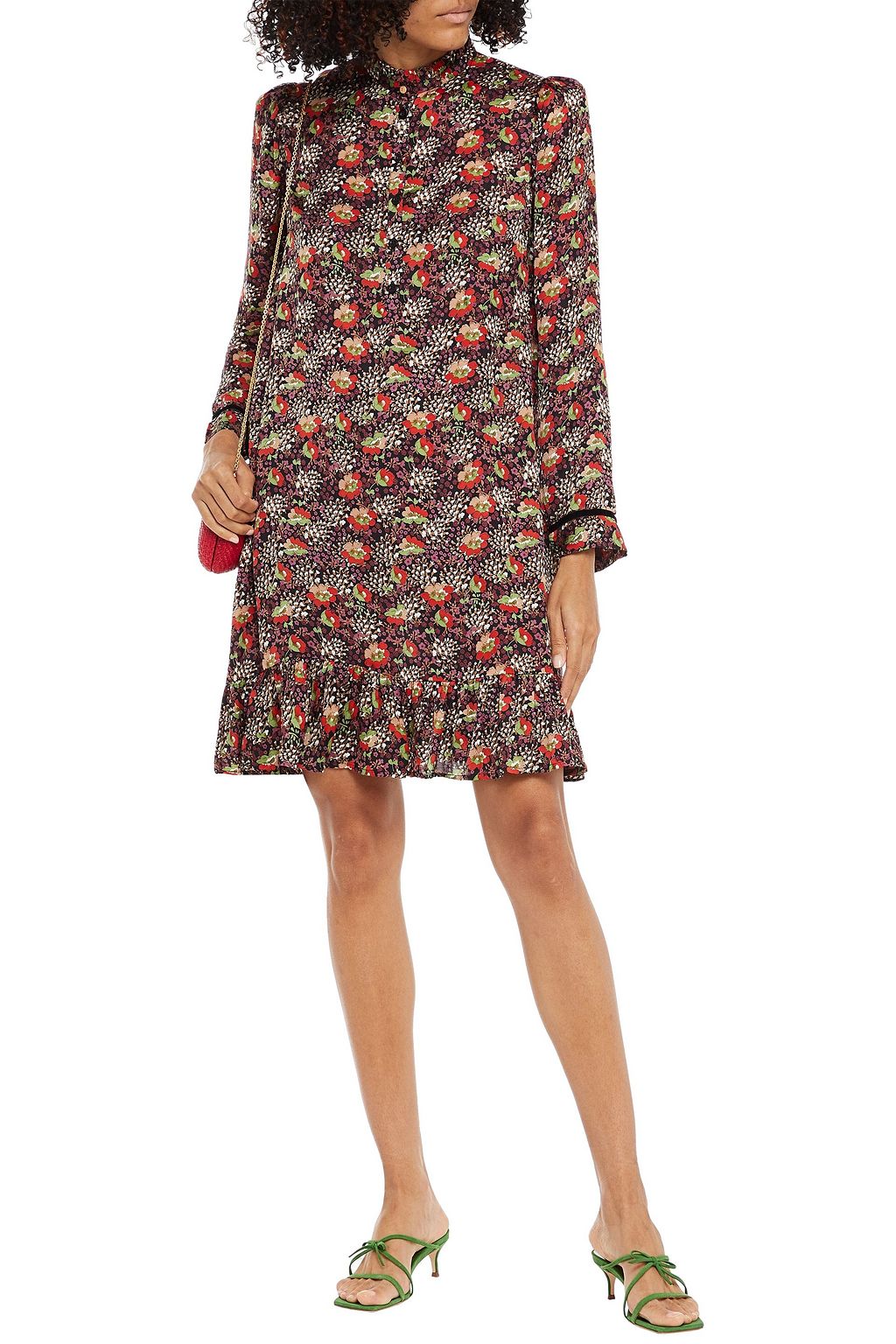 BYTIMO Velvet floral-print satin mini dress