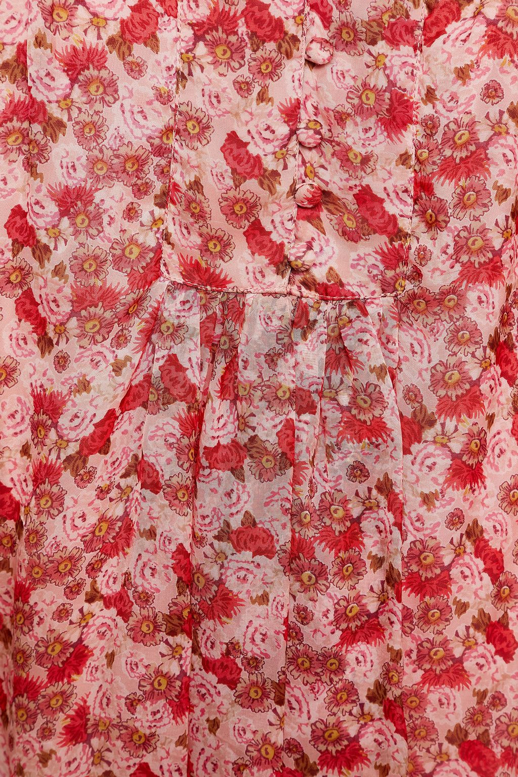 BYTIMO Gathered floral-print crepe de chine blouse