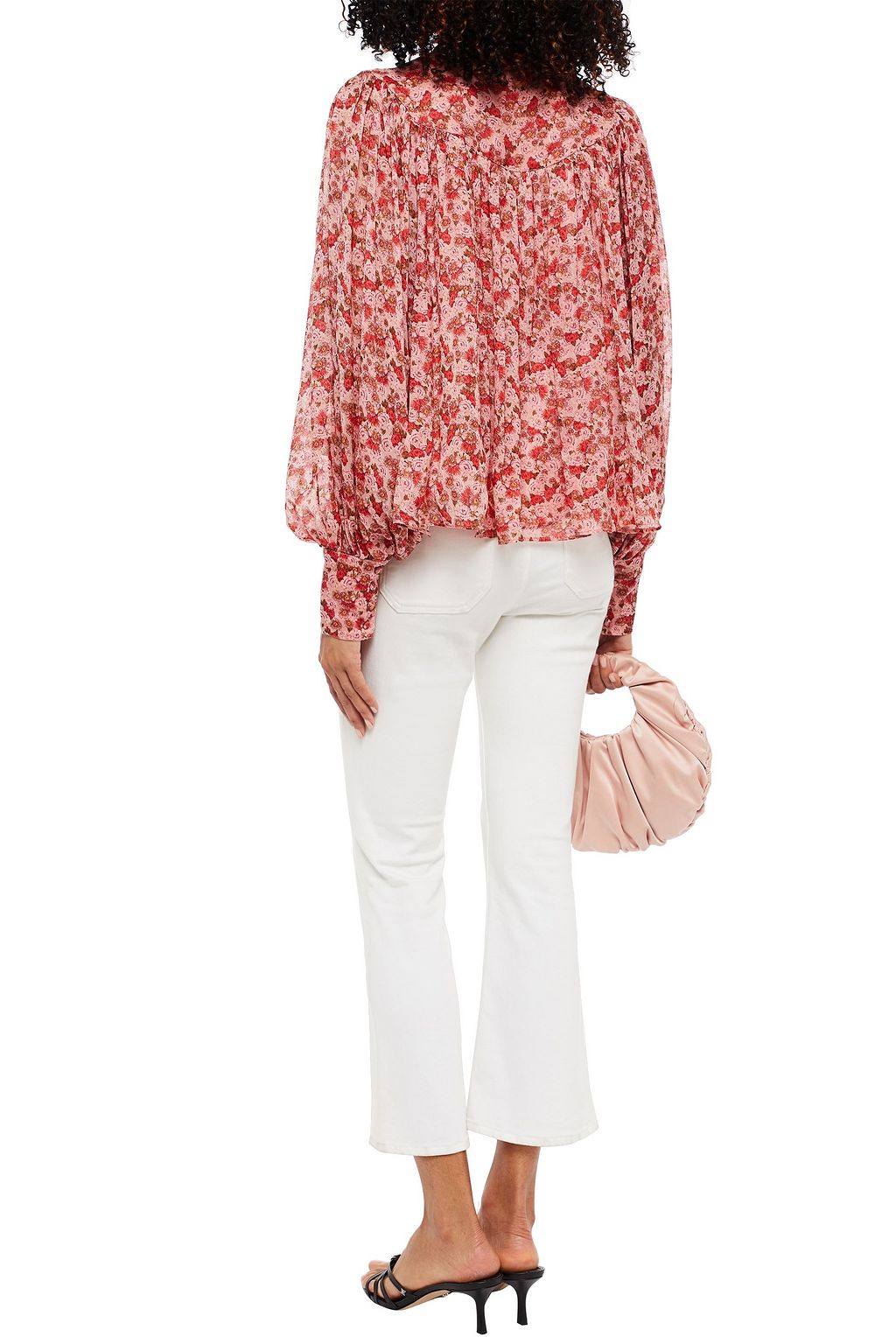 BYTIMO Gathered floral-print crepe de chine blouse