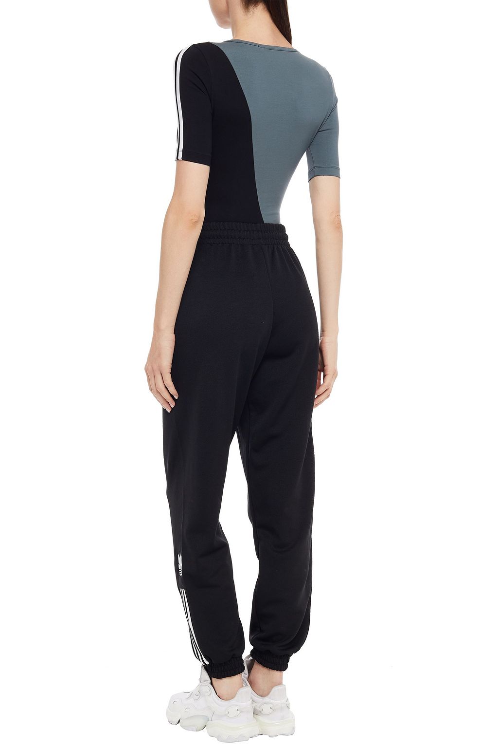 ADIDAS ORIGINALS Two-tone stretch-cotton jersey bodysuit