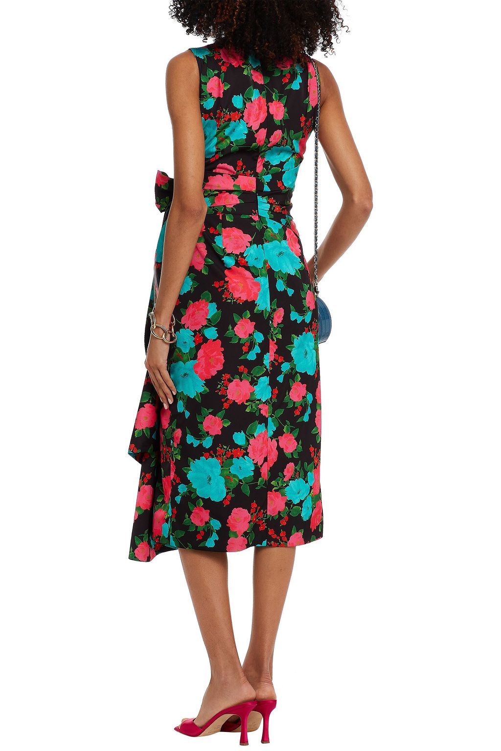 ERDEM Rozaria bow-detailed floral-print satin midi dress