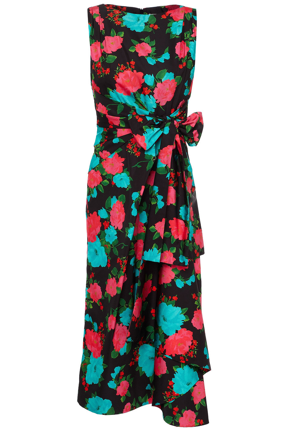Erdem Woman Rozaria Bow-detailed Floral-print Satin Midi Dress Black Size 10