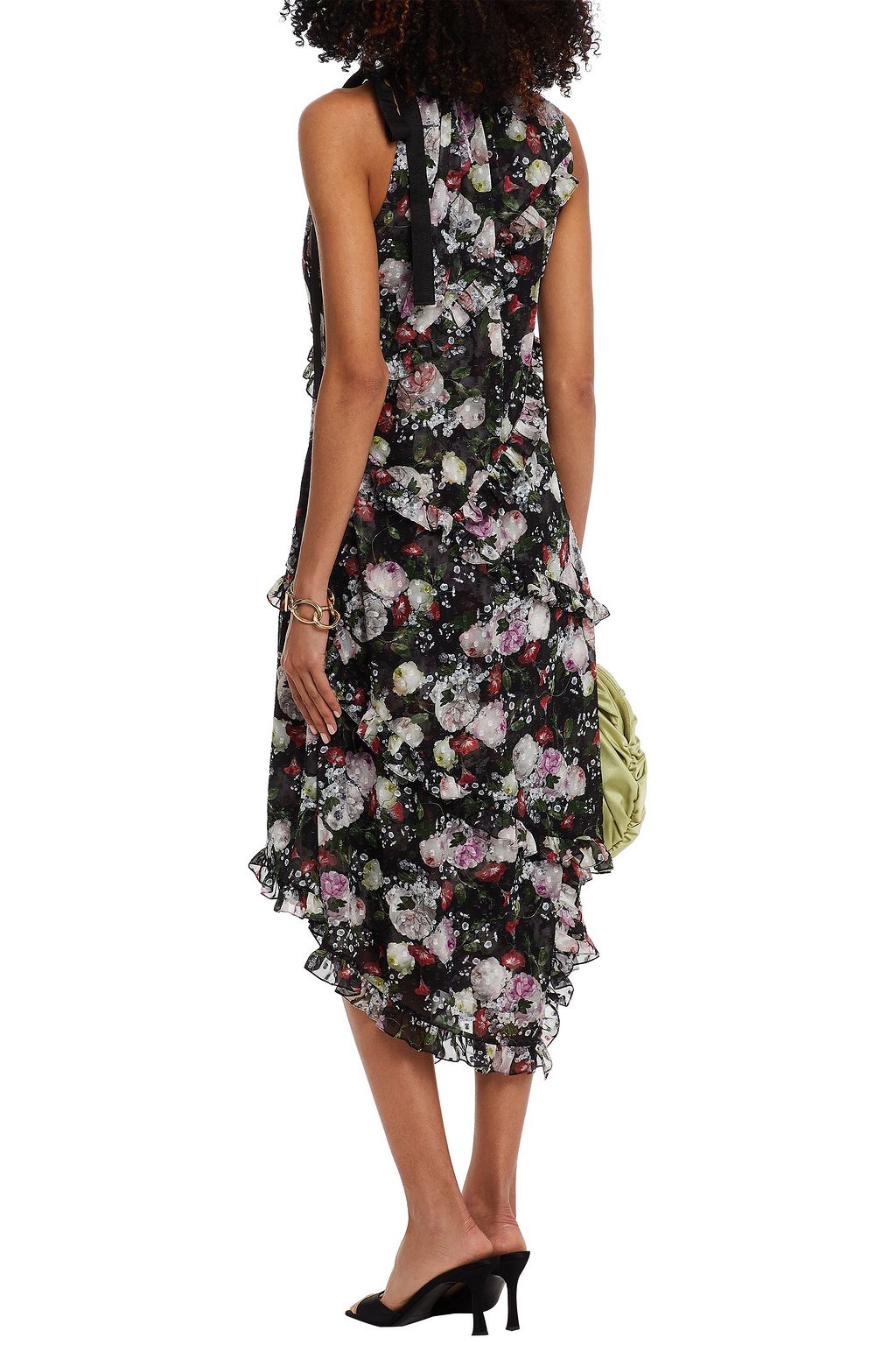 ERDEM Zandra ruffled floral-print fil coupé chiffon midi dress