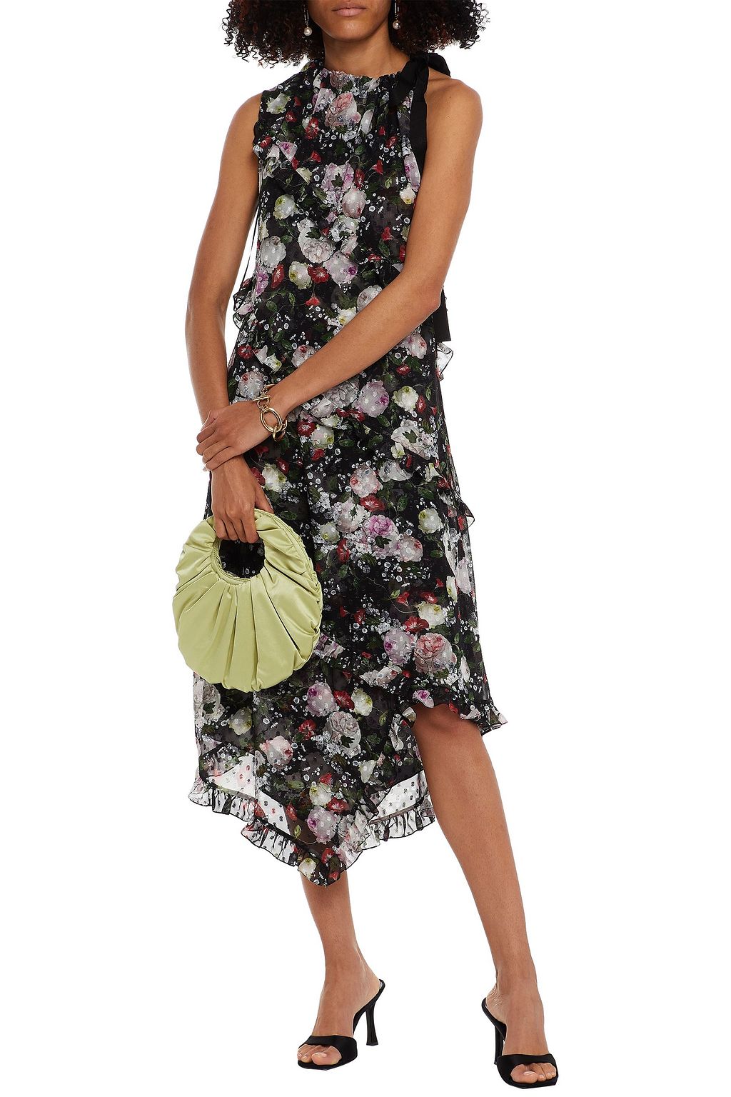 ERDEM Zandra ruffled floral-print fil coupé chiffon midi dress