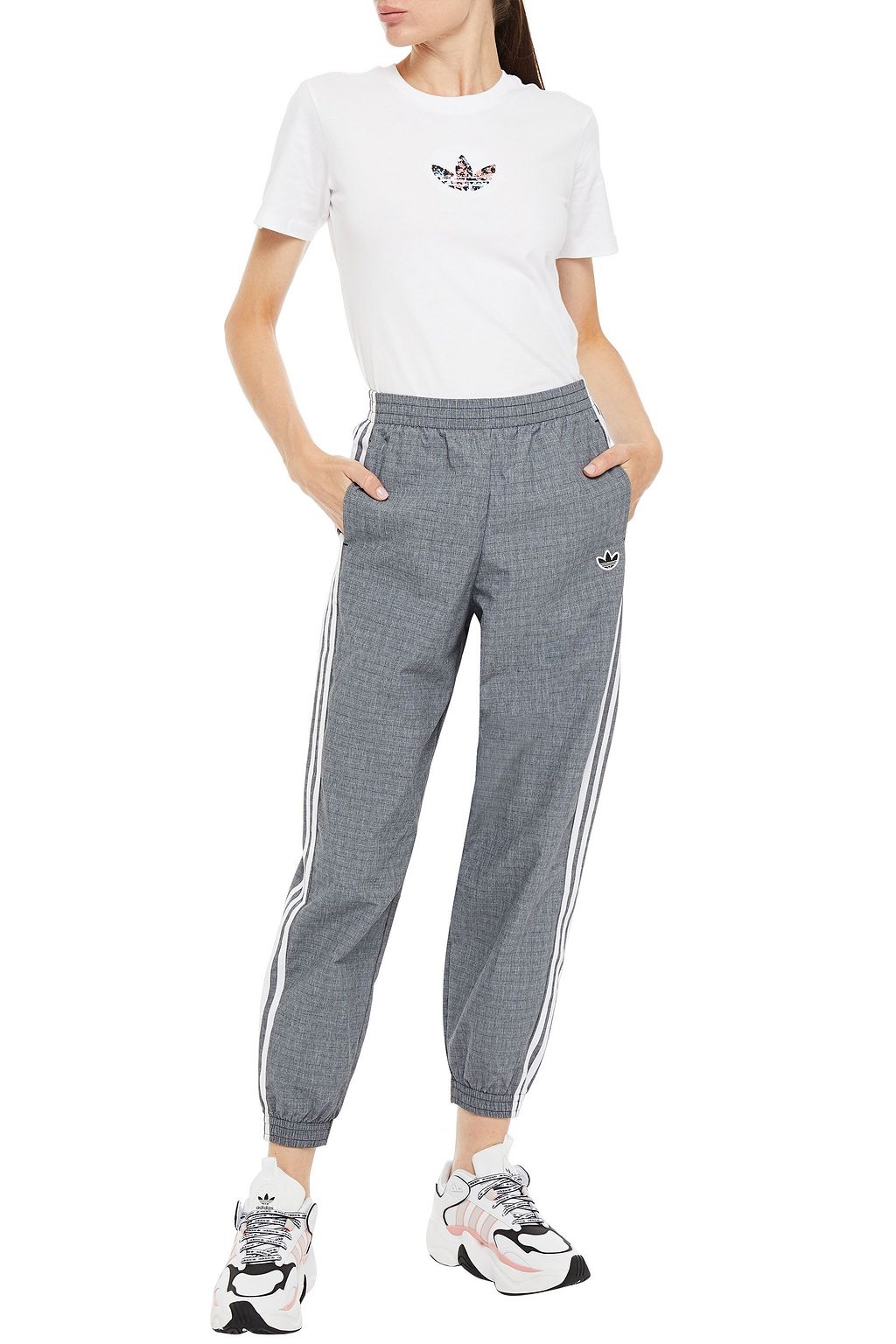 ADIDAS ORIGINALS Prince of Wales checked stretch-jersey track pants