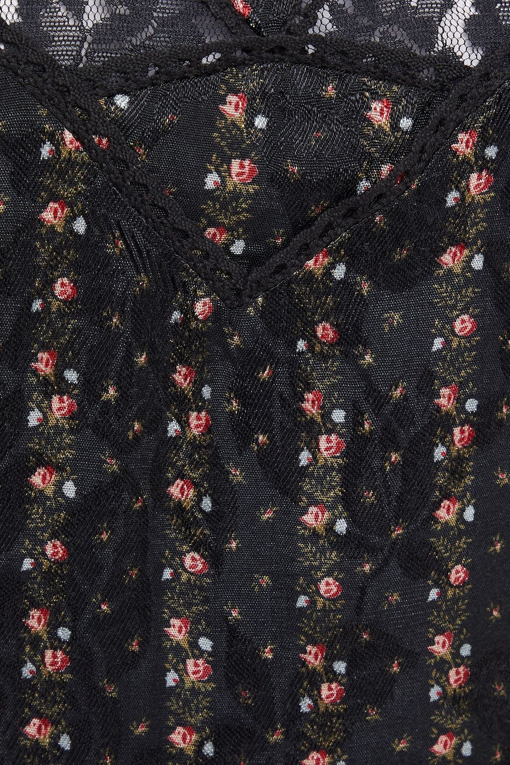 BYTIMO Lace-paneled floral-print jacquard mini dress