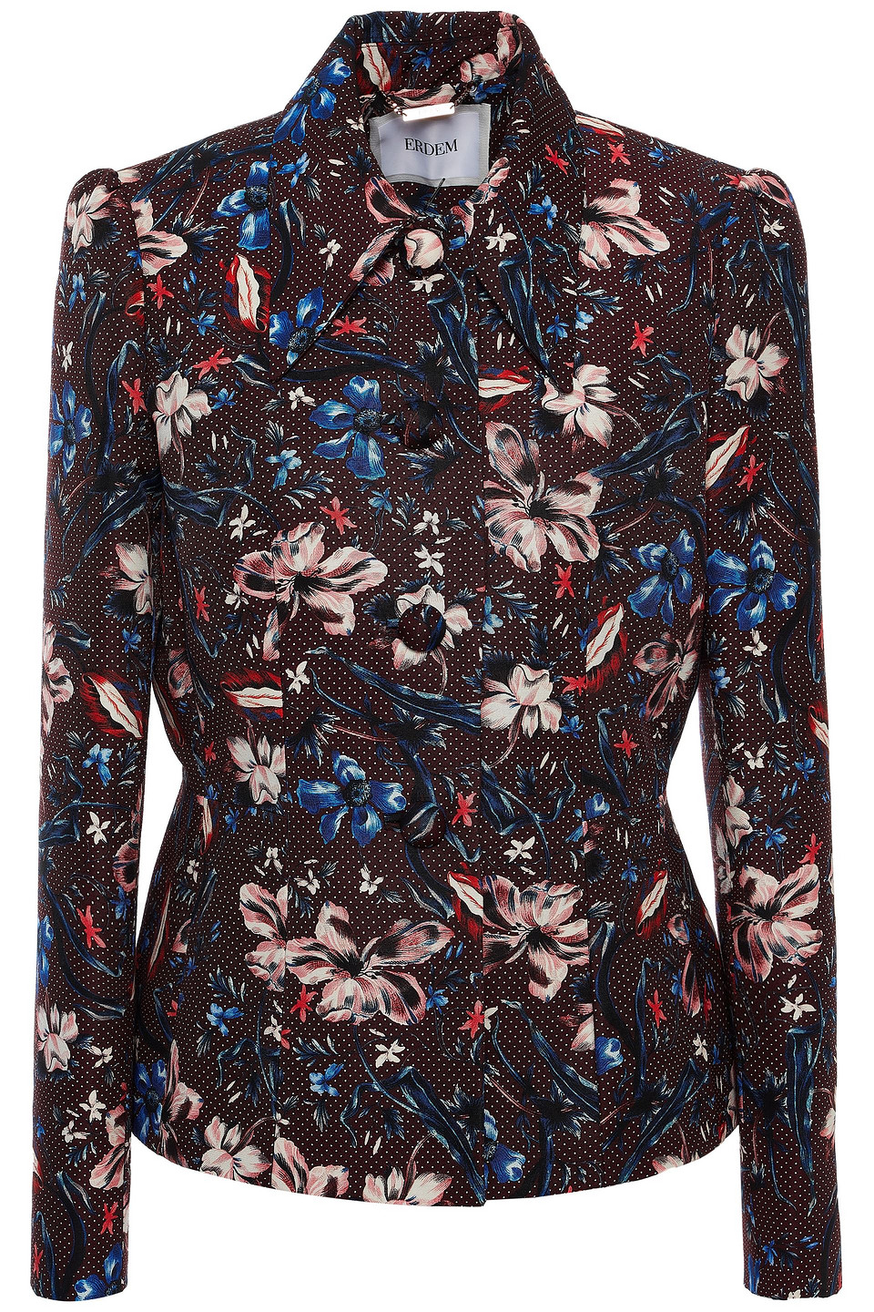 Erdem Woman Printed Wool-blend Faille Peplum Jacket Merlot Size 14