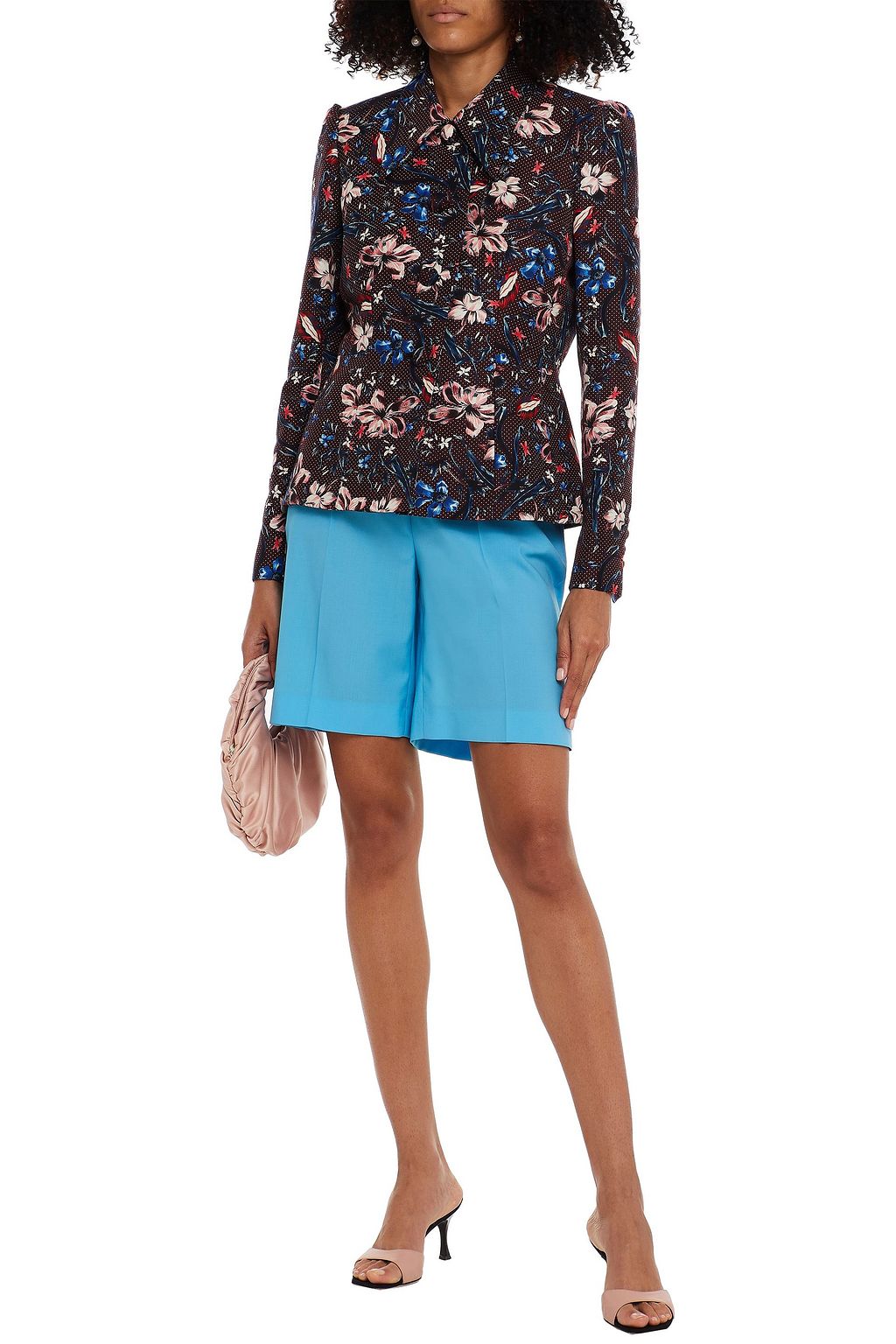 ERDEM Printed wool-blend faille peplum jacket