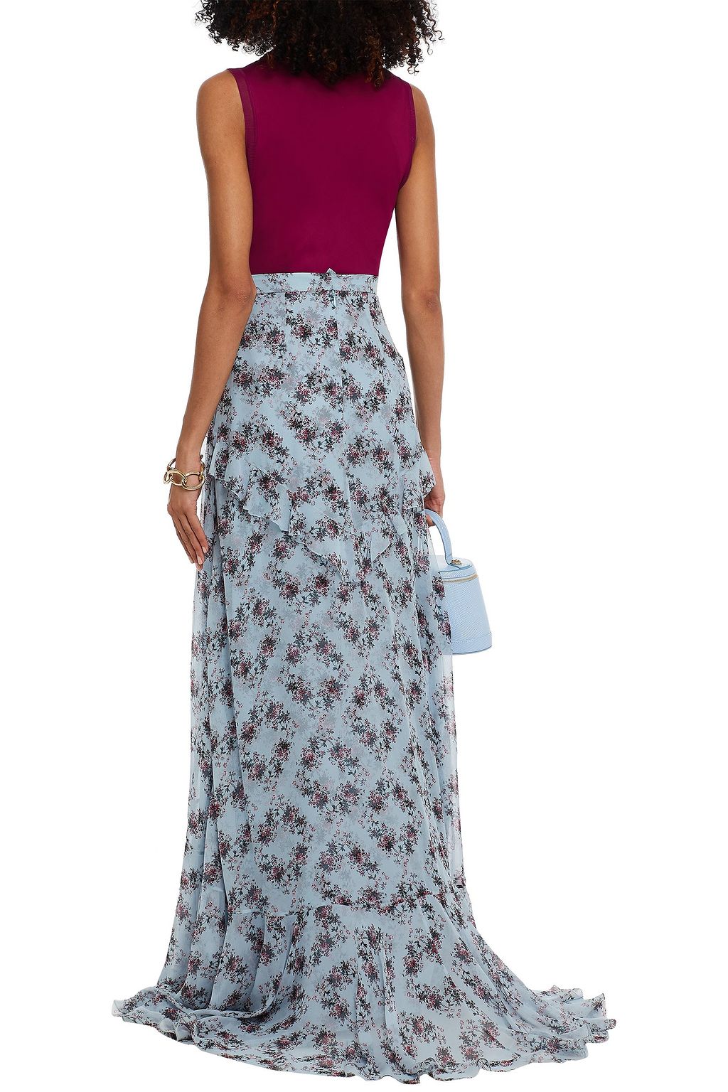 ERDEM Alison ruffled floral-print silk-voile maxi skirt