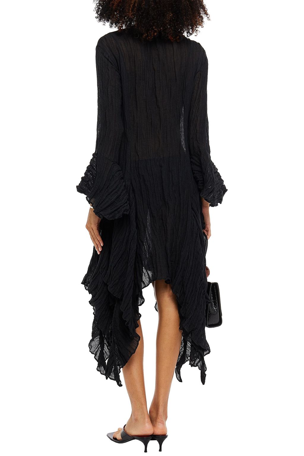 KHAITE Ruffled linen-blend gauze dress