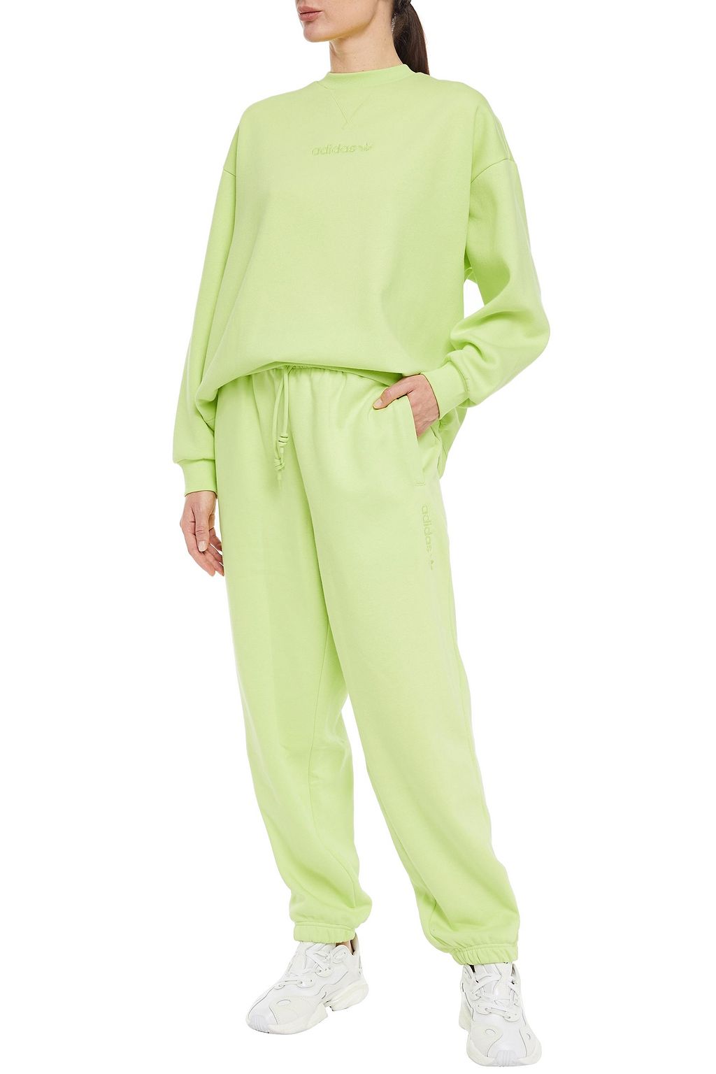ADIDAS ORIGINALS Neon cotton-blend fleece track pants