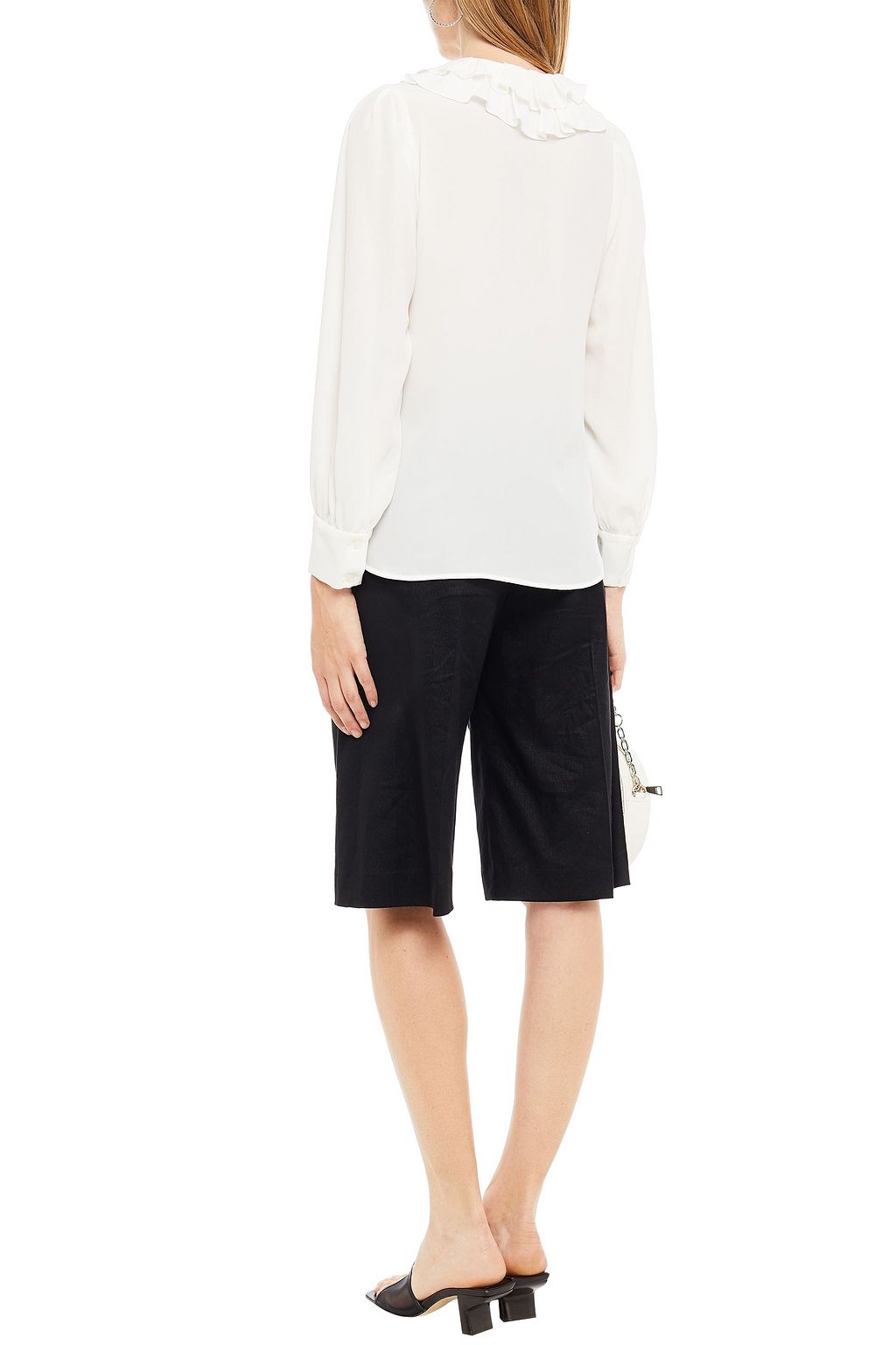 SANDRO Alor ruffled silk-crepe shirt