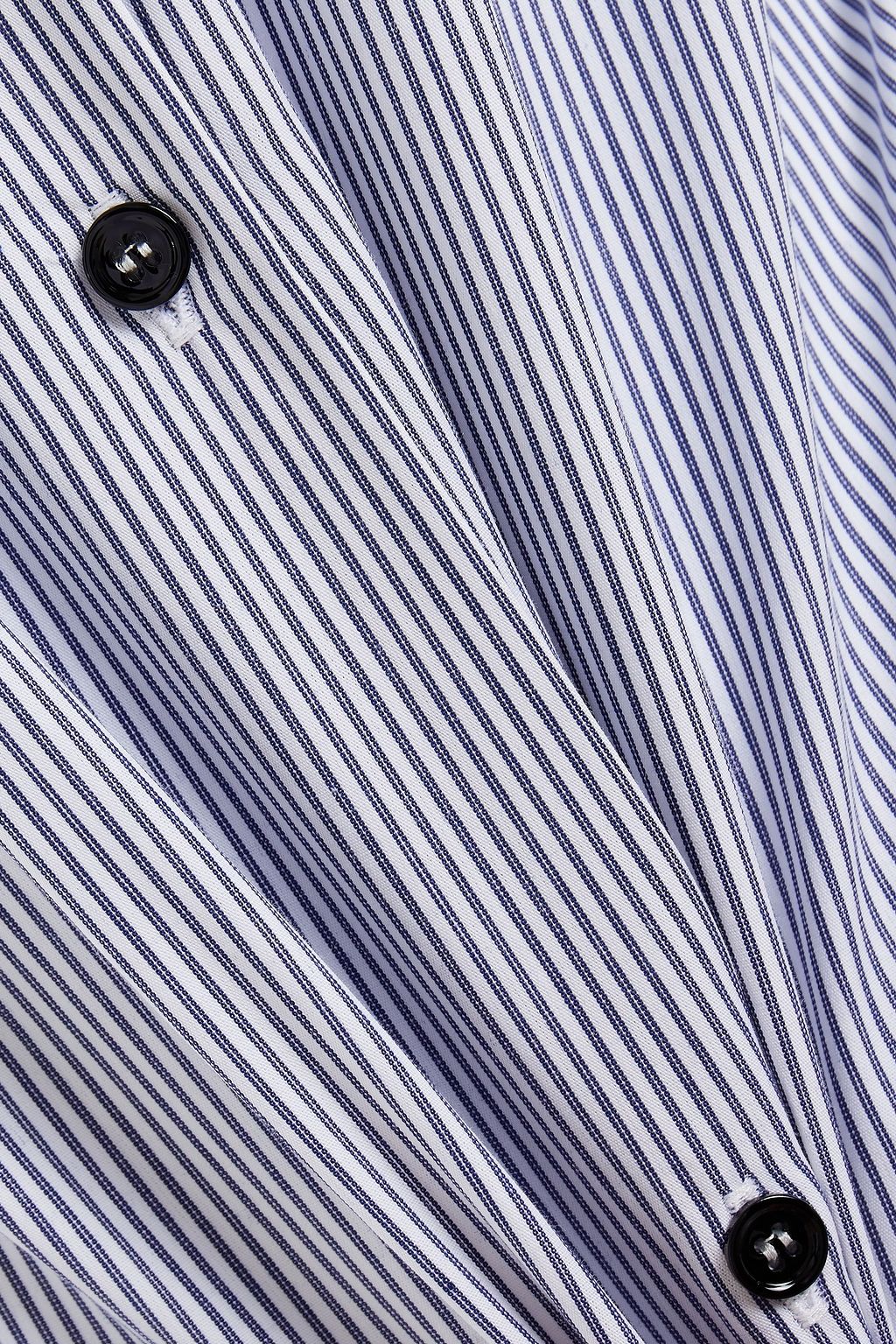SANDRO Gathered striped cotton shirt