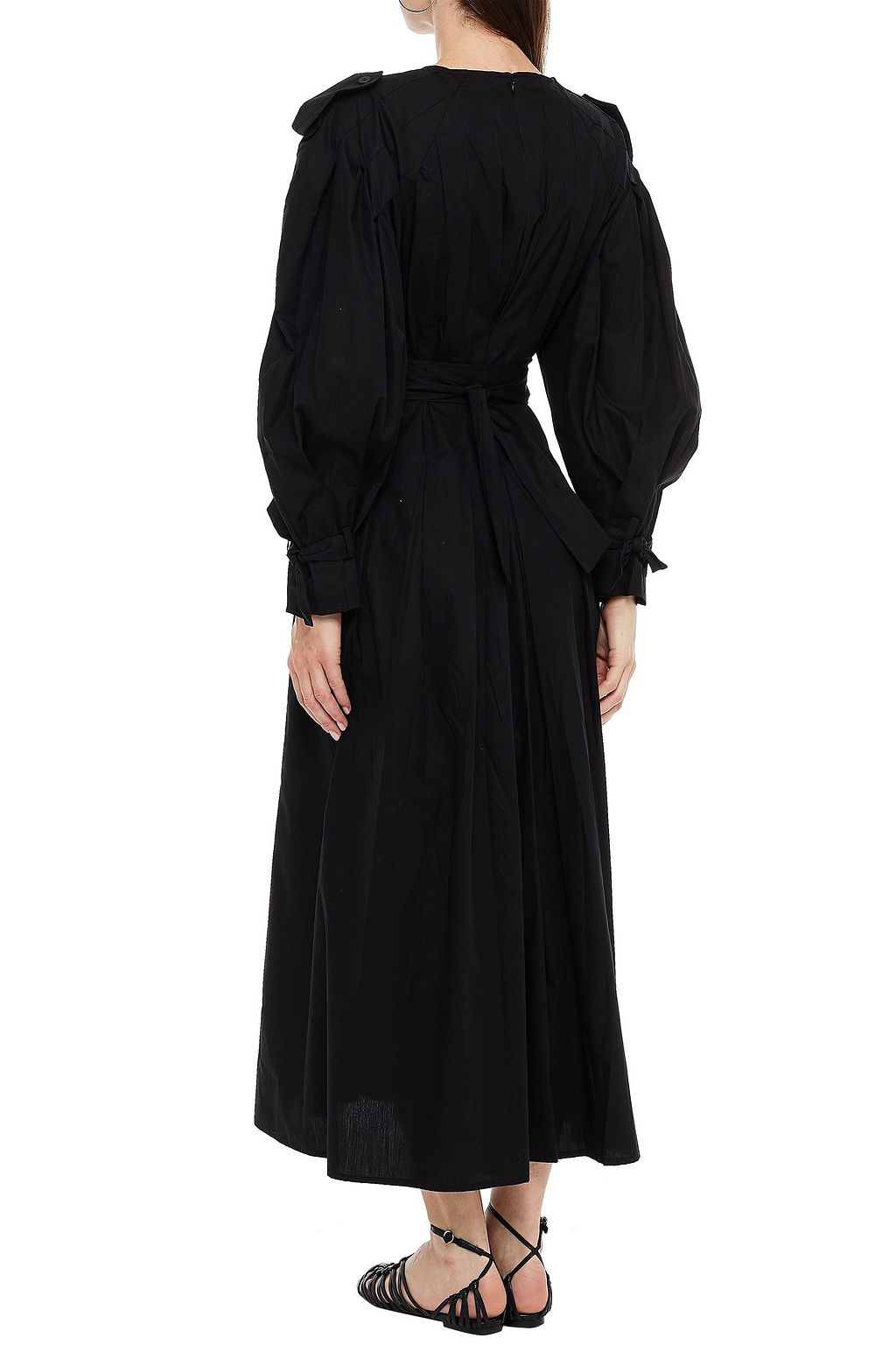 BITE STUDIOS Belted pleated organic cotton maxi dress
