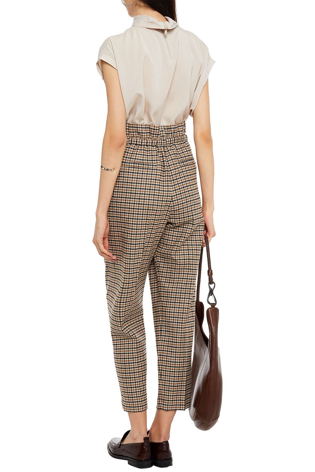 BRUNELLO CUCINELLI Bead-embellished silk-blend crepe de chine turtleneck top
