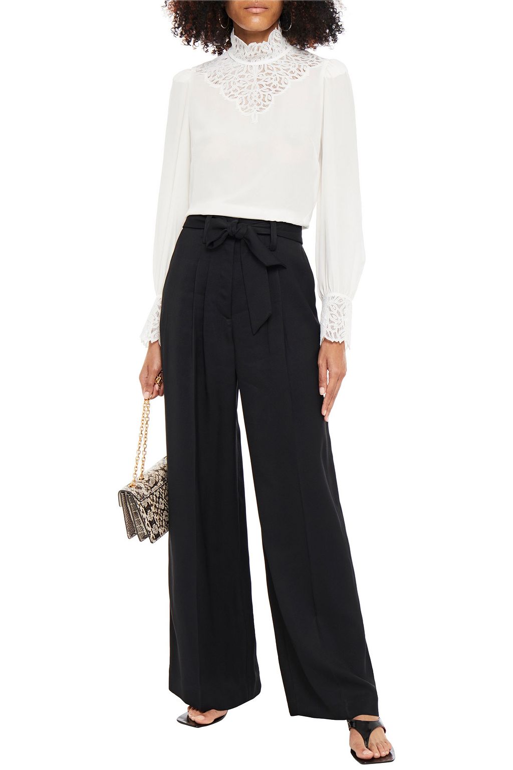SANDRO Ellina pleated twill wide-leg pants