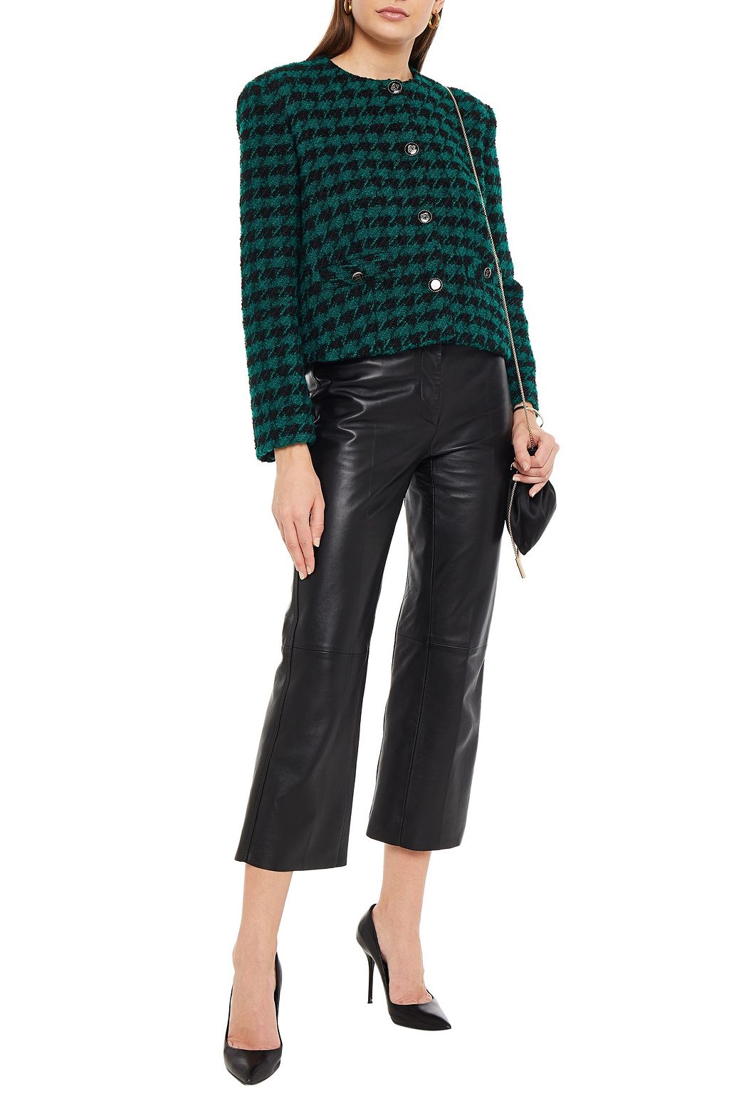 SANDRO Clarissa houndstooth bouclé-tweed jacket