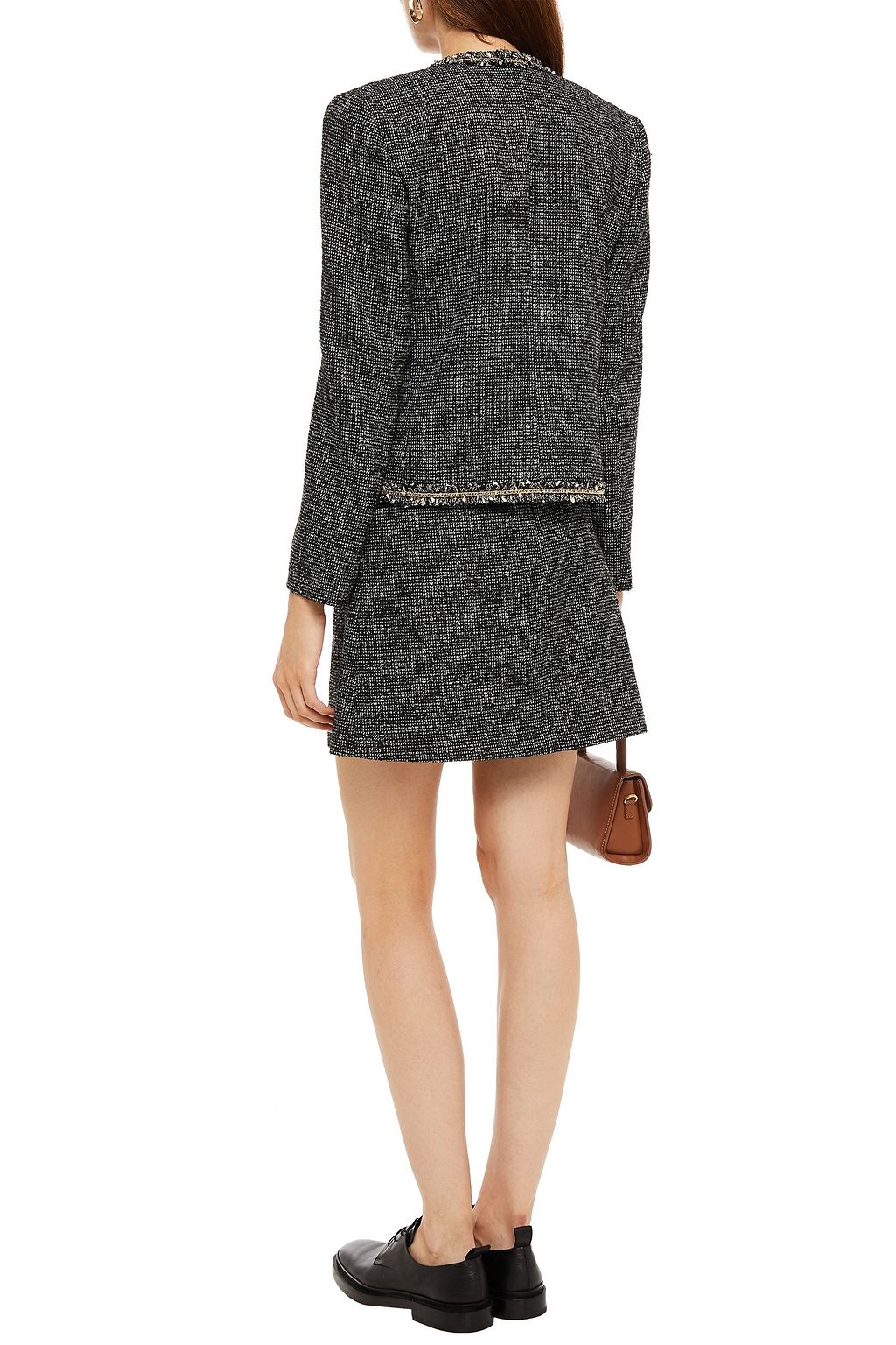 SANDRO Chain-trimmed tweed jacket