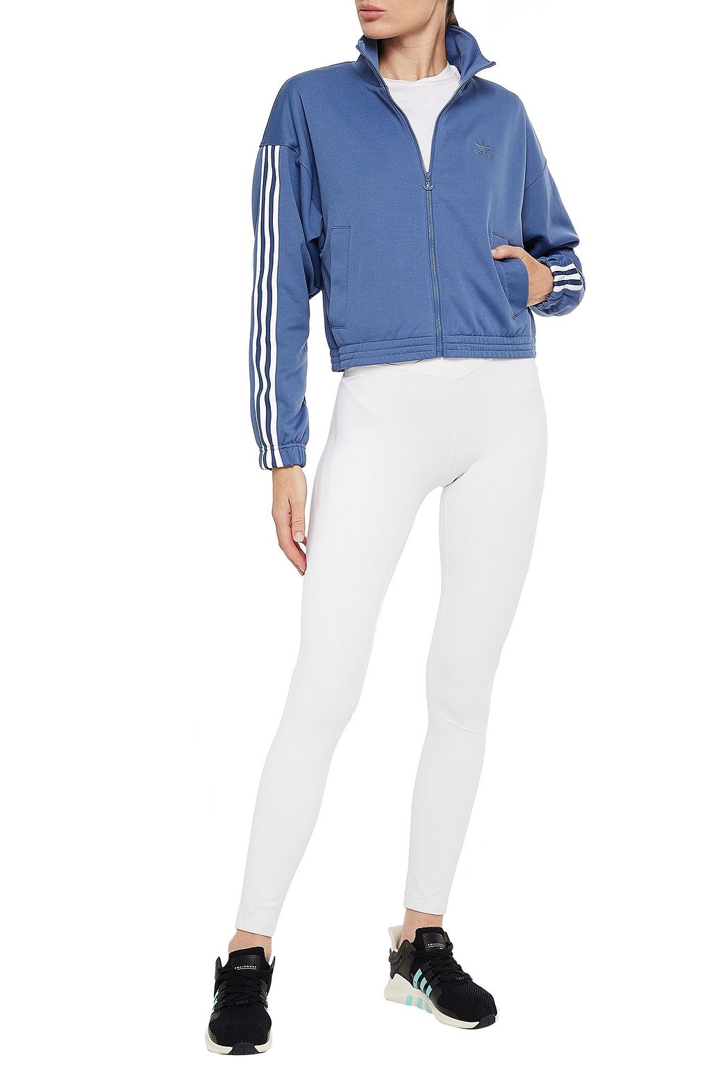 ADIDAS ORIGINALS Striped French cotton-terry track jacket